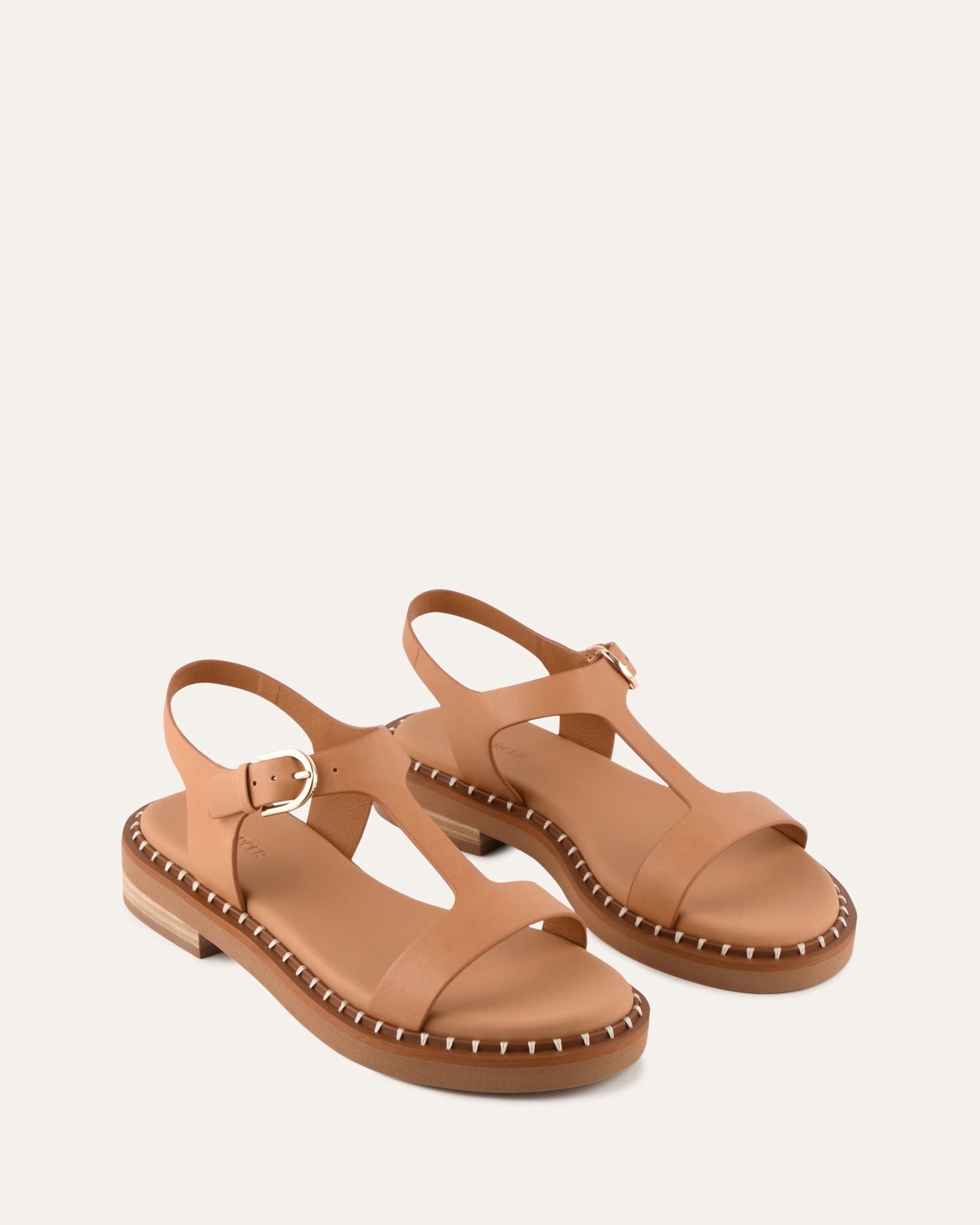 ELODIE FLAT SANDALS TAN LEATHER