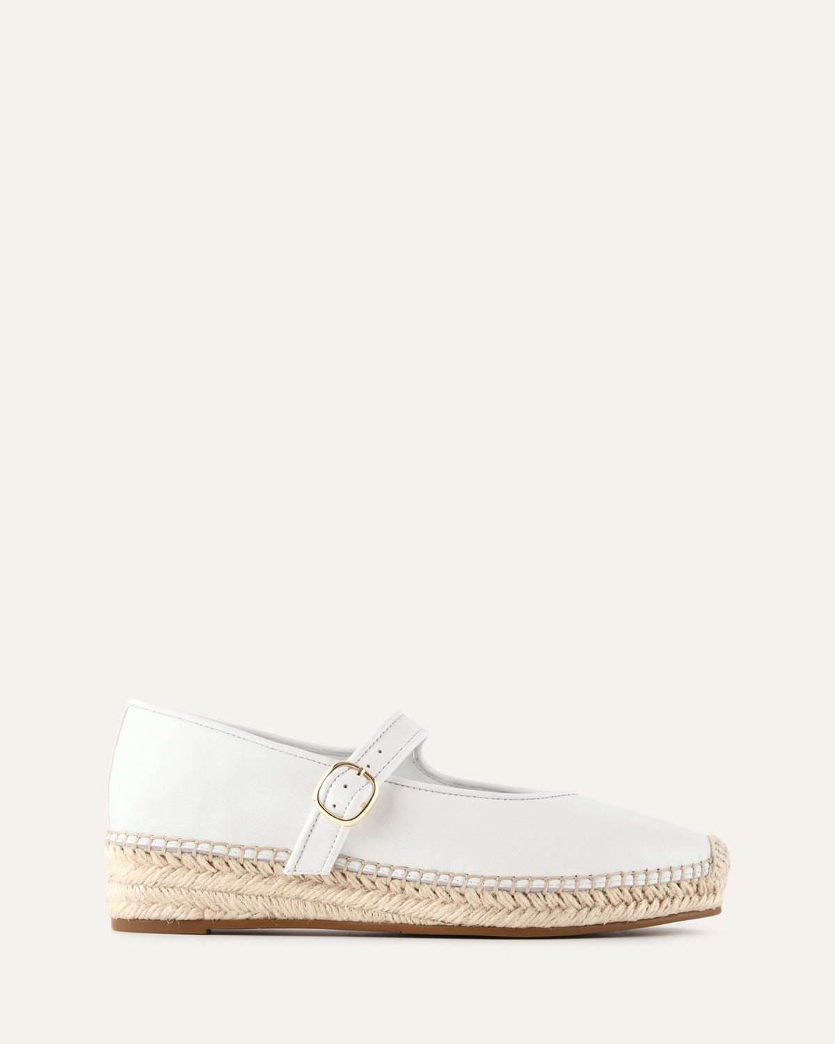 ELSIE FLAT ESPADRILLES WHITE LEATHER