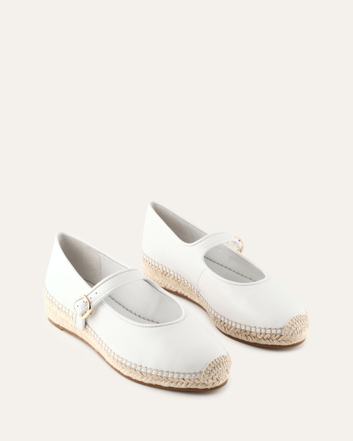 ELSIE FLAT ESPADRILLES WHITE LEATHER