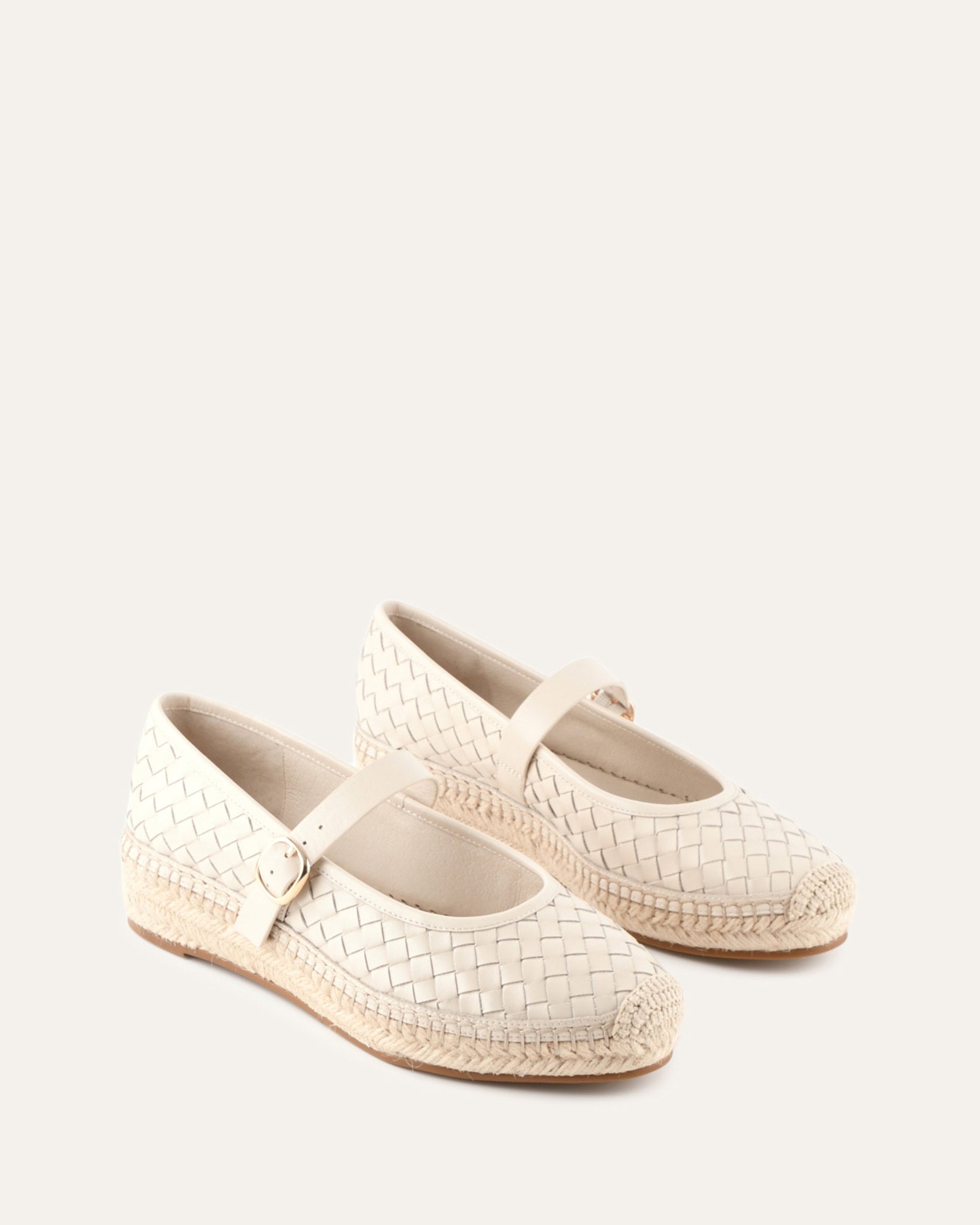 ELSIE WOVEN FLAT ESPADRILLES OFF WHITE LEATHER image