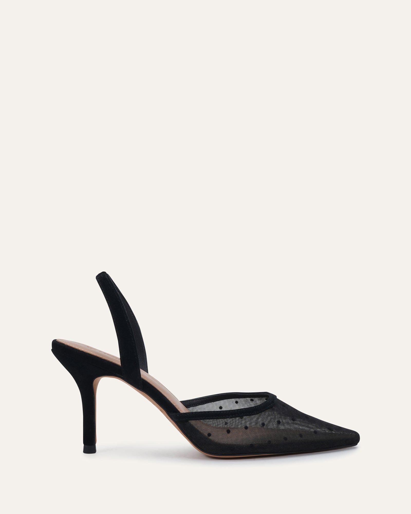 ERICA MID HEELS BLACK POLKA DOT MESH image