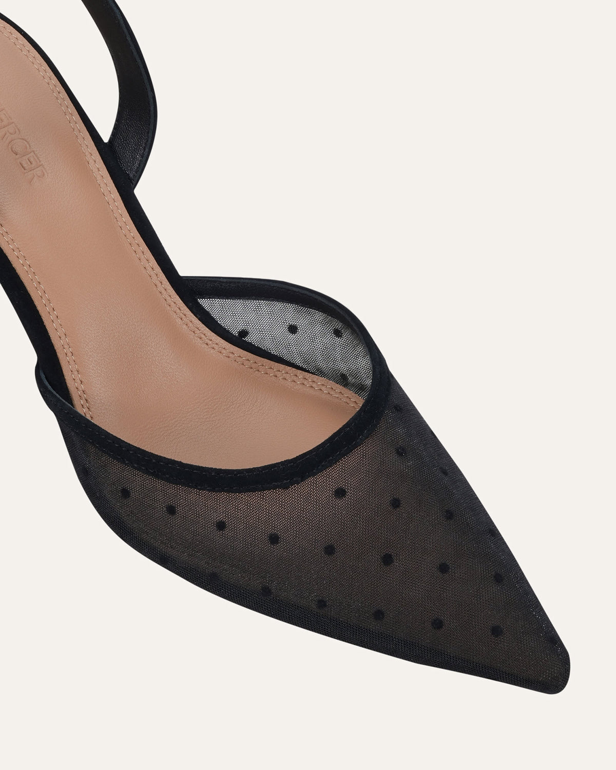 ERICA MID HEELS BLACK POLKA DOT MESH