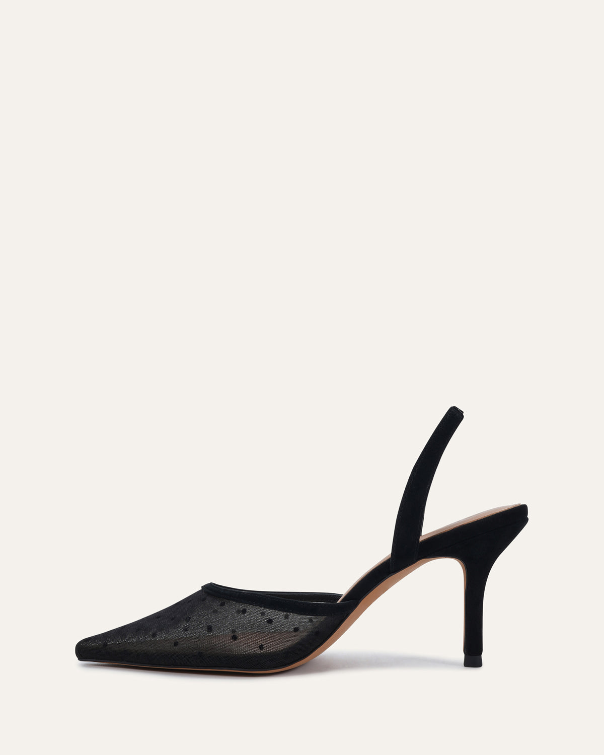 ERICA MID HEELS BLACK POLKA DOT MESH