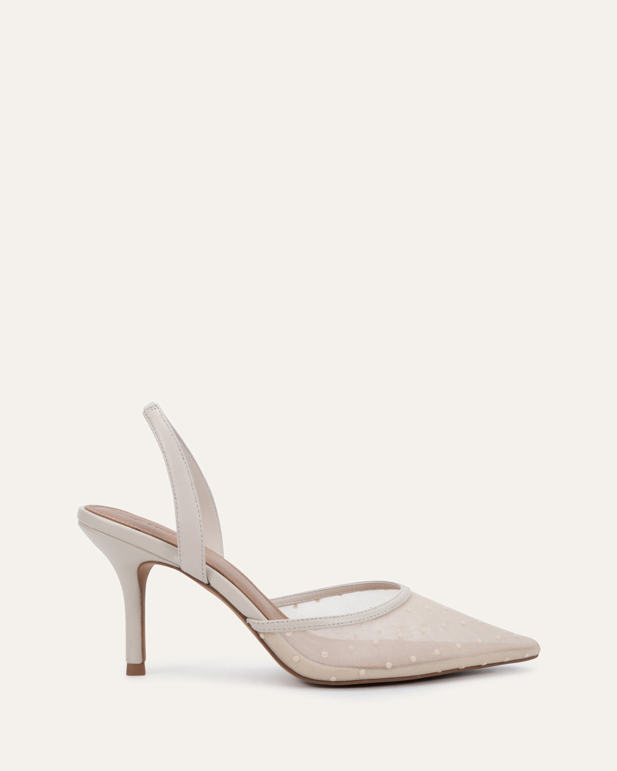 ERICA MID HEELS OFF WHITE POLKA DOT MESH