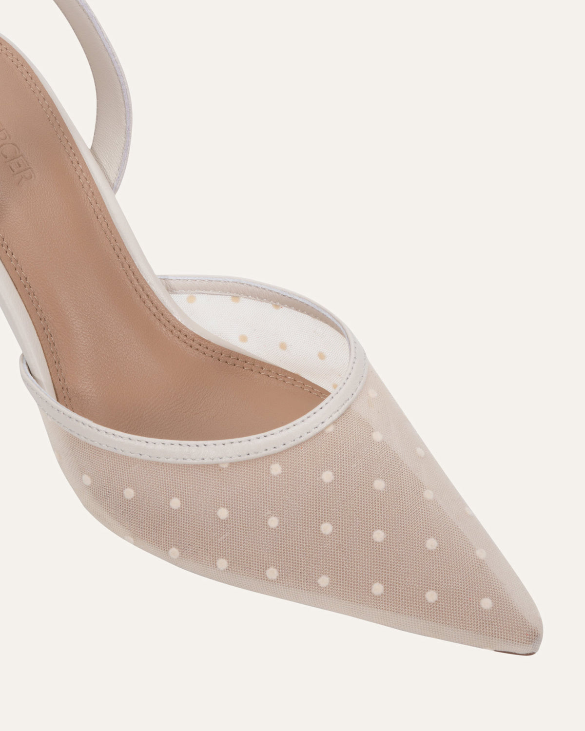 ERICA MID HEELS OFF WHITE POLKA DOT MESH