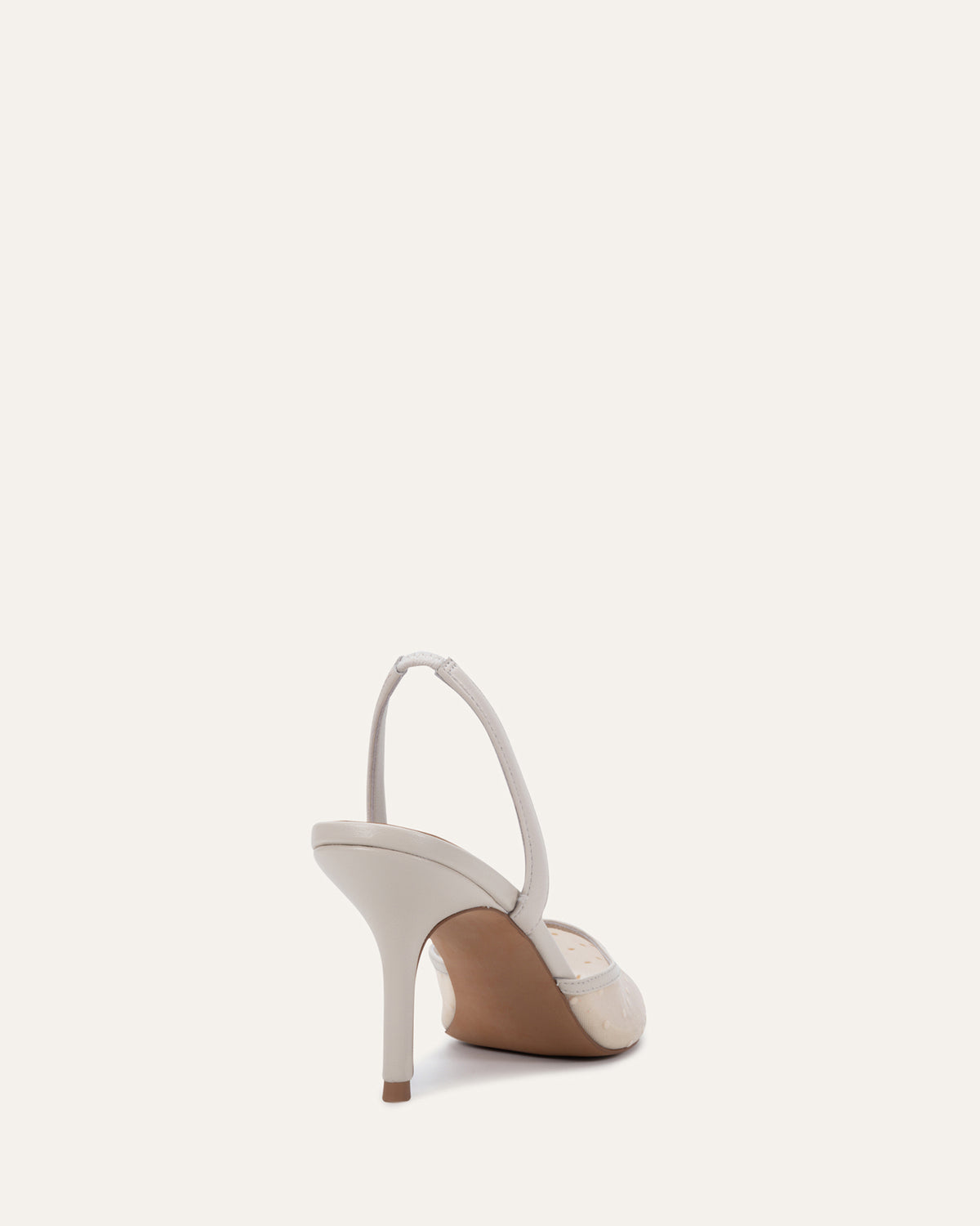 ERICA MID HEELS OFF WHITE POLKA DOT MESH