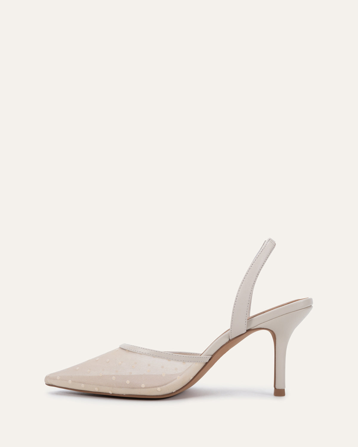 ERICA MID HEELS OFF WHITE POLKA DOT MESH