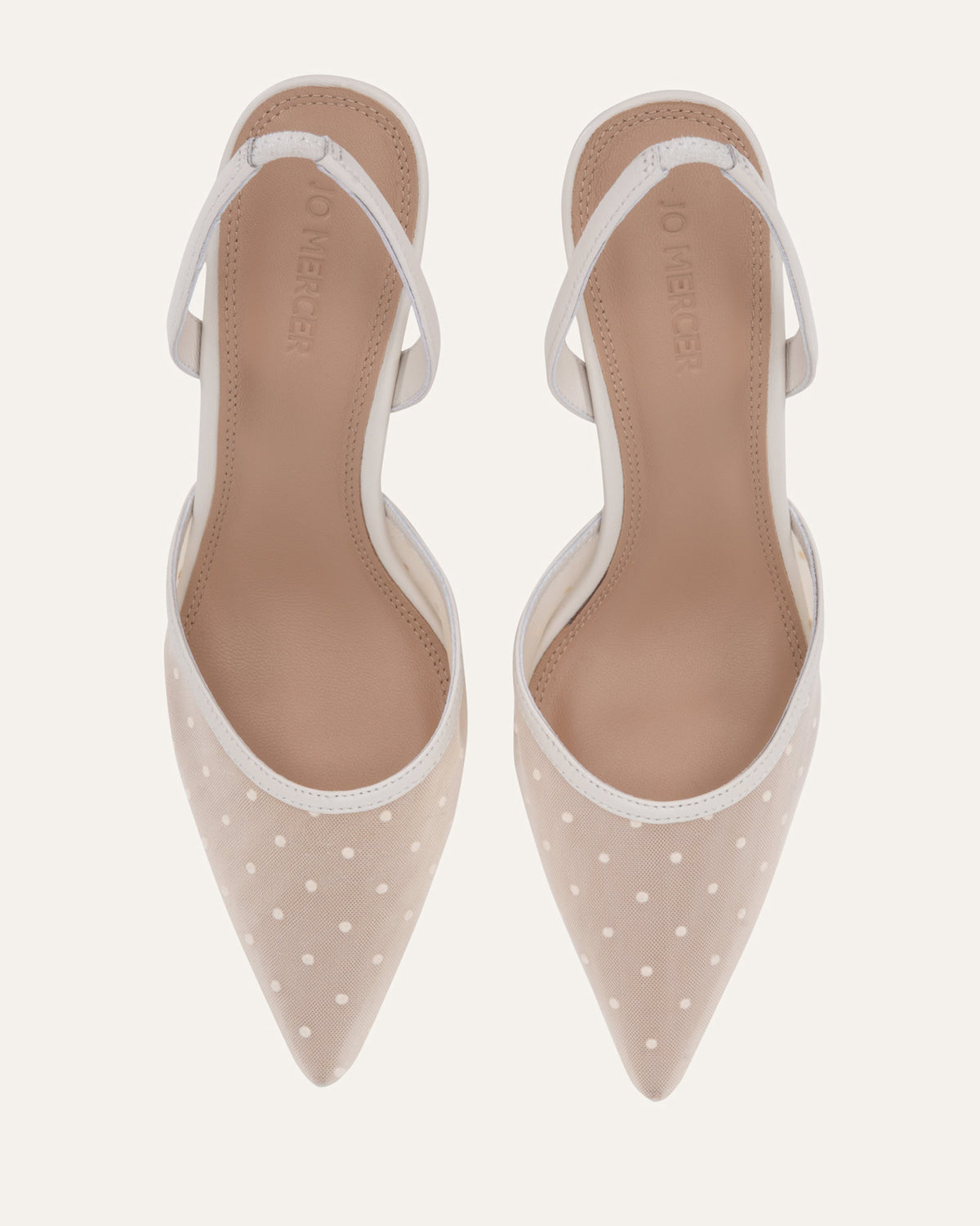 ERICA MID HEELS OFF WHITE POLKA DOT MESH