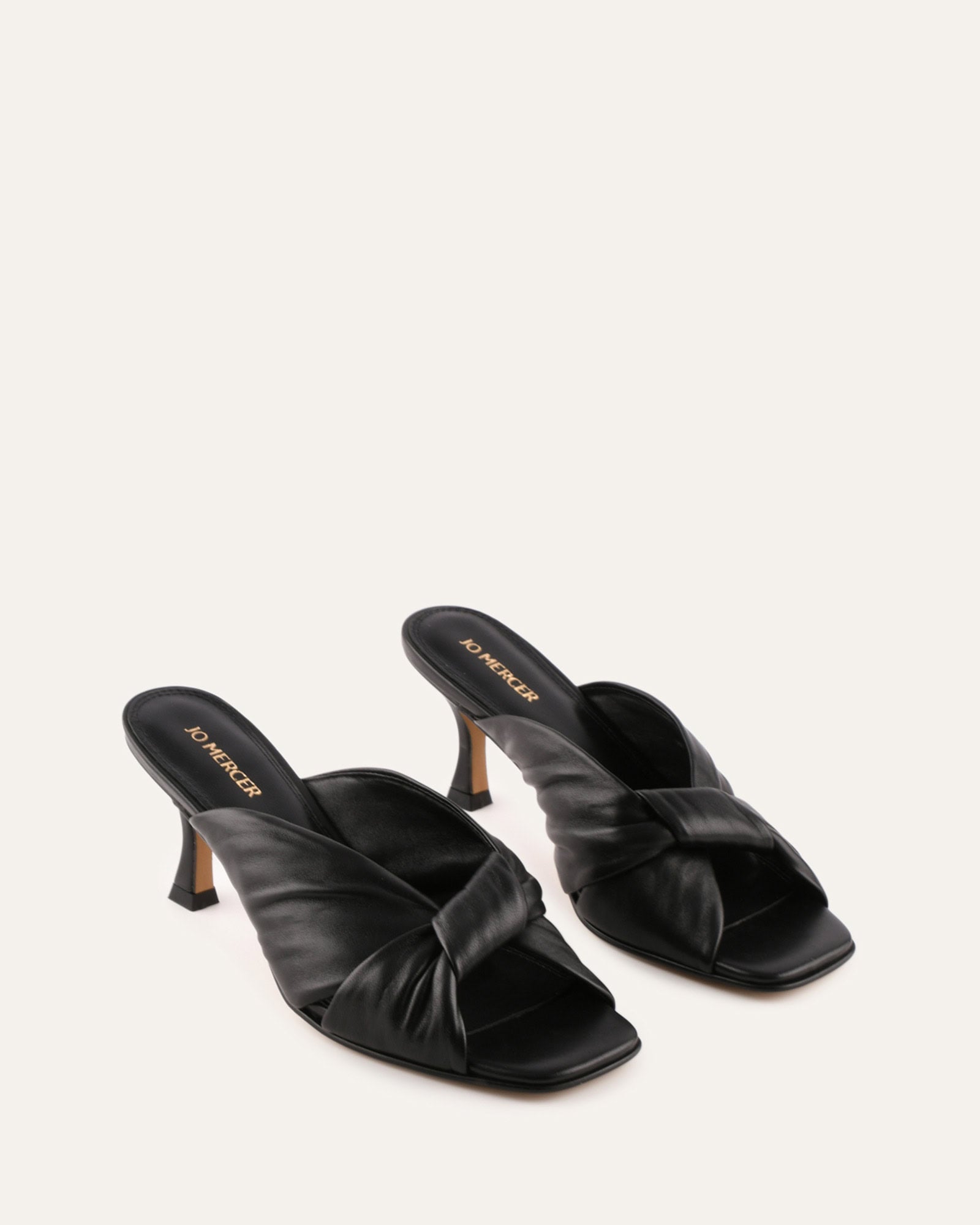 ESSENCE MID HEEL SANDALS BLACK LEATHER image