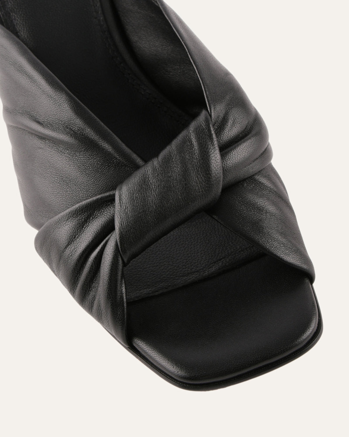 ESSENCE MID HEEL SANDALS BLACK LEATHER