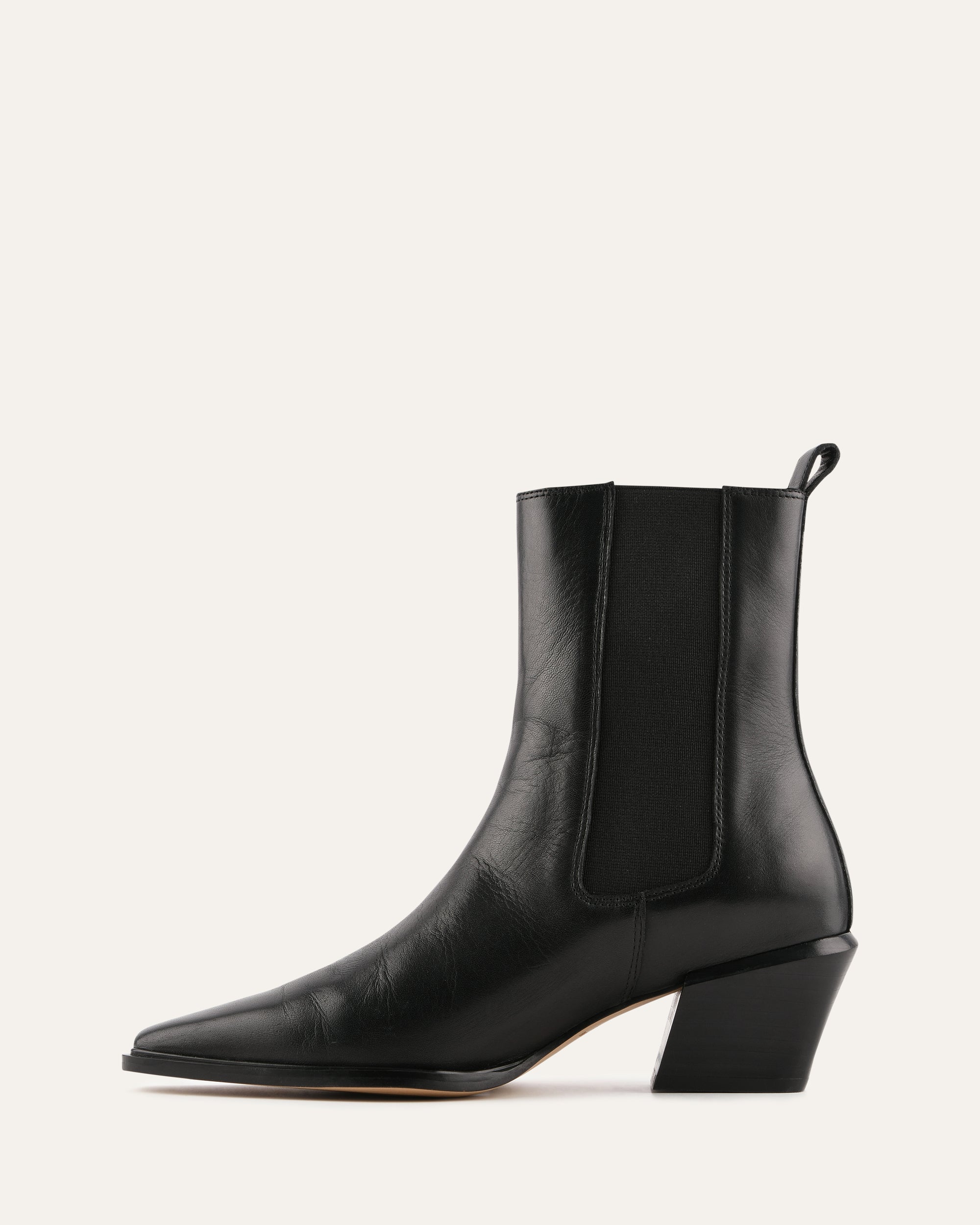 FABLE FLAT ANKLE BOOTS BLACK LEATHER image