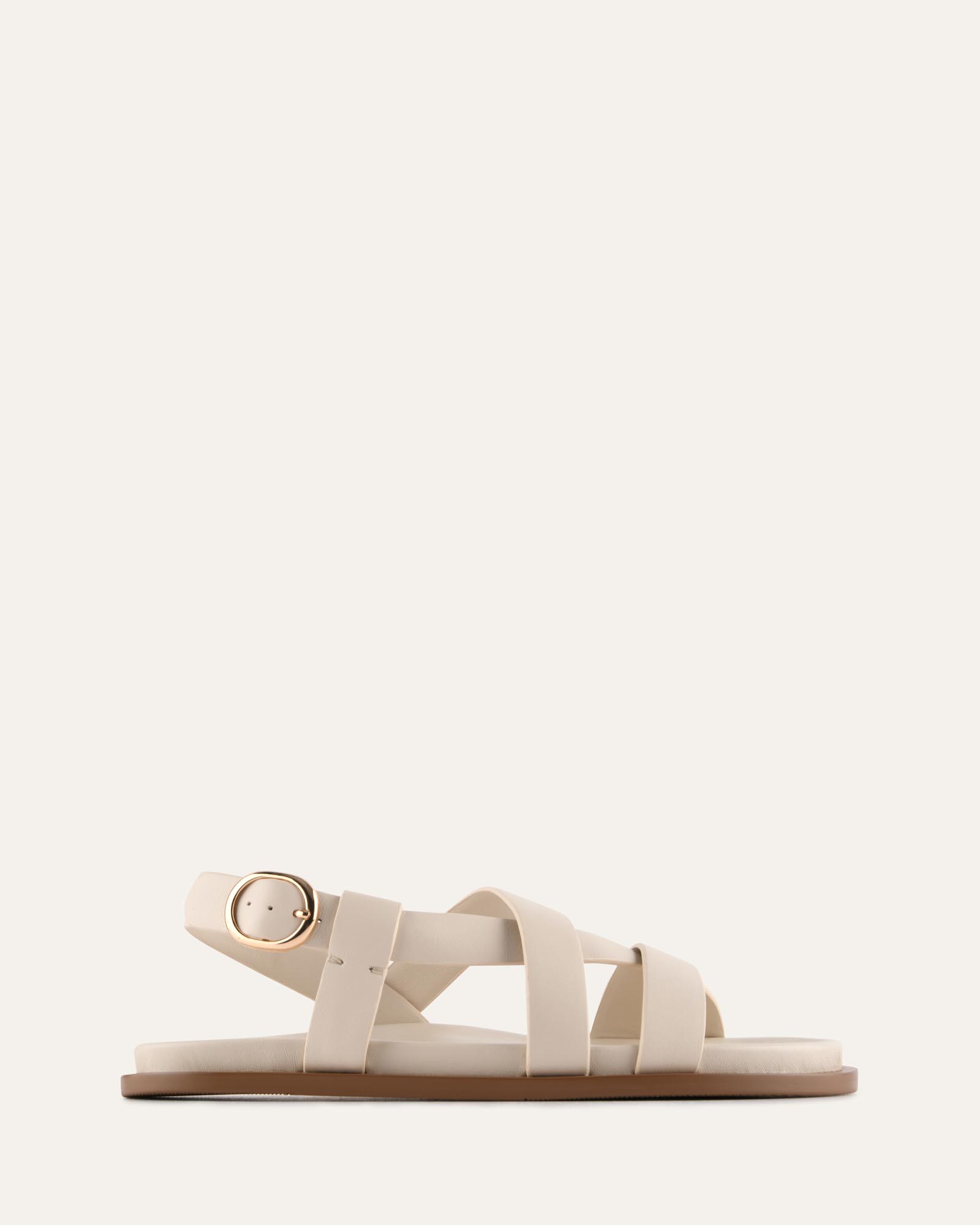 FALCON FLAT SANDALS MILK WHITE LEATHER image