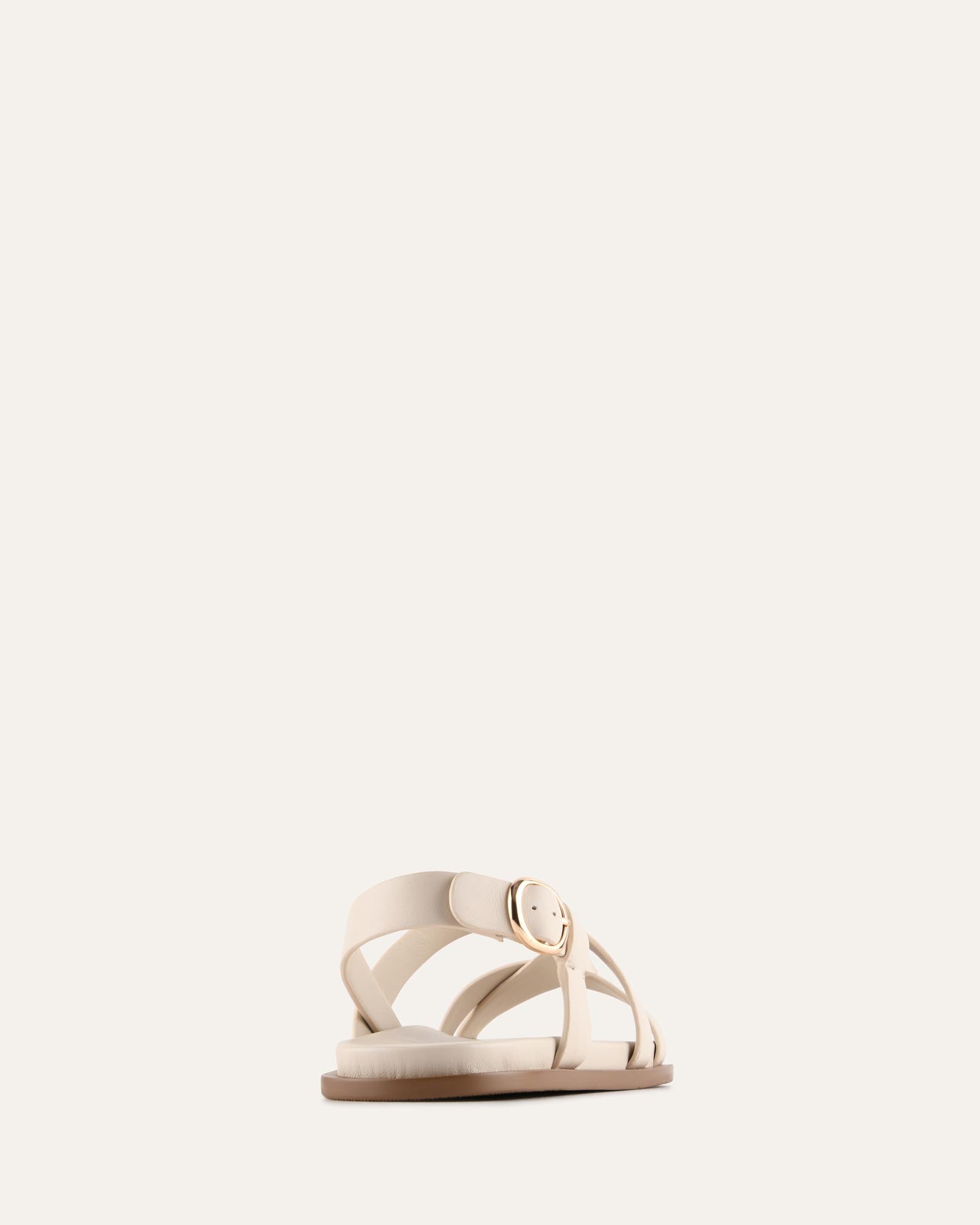 FALCON FLAT SANDALS MILK WHITE LEATHER image