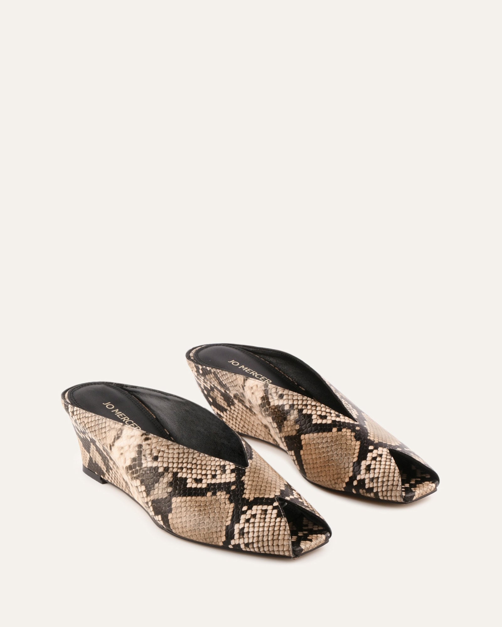 FERRIS MID HEEL SANDALS BEIGE SNAKE PRINT LEATHER image