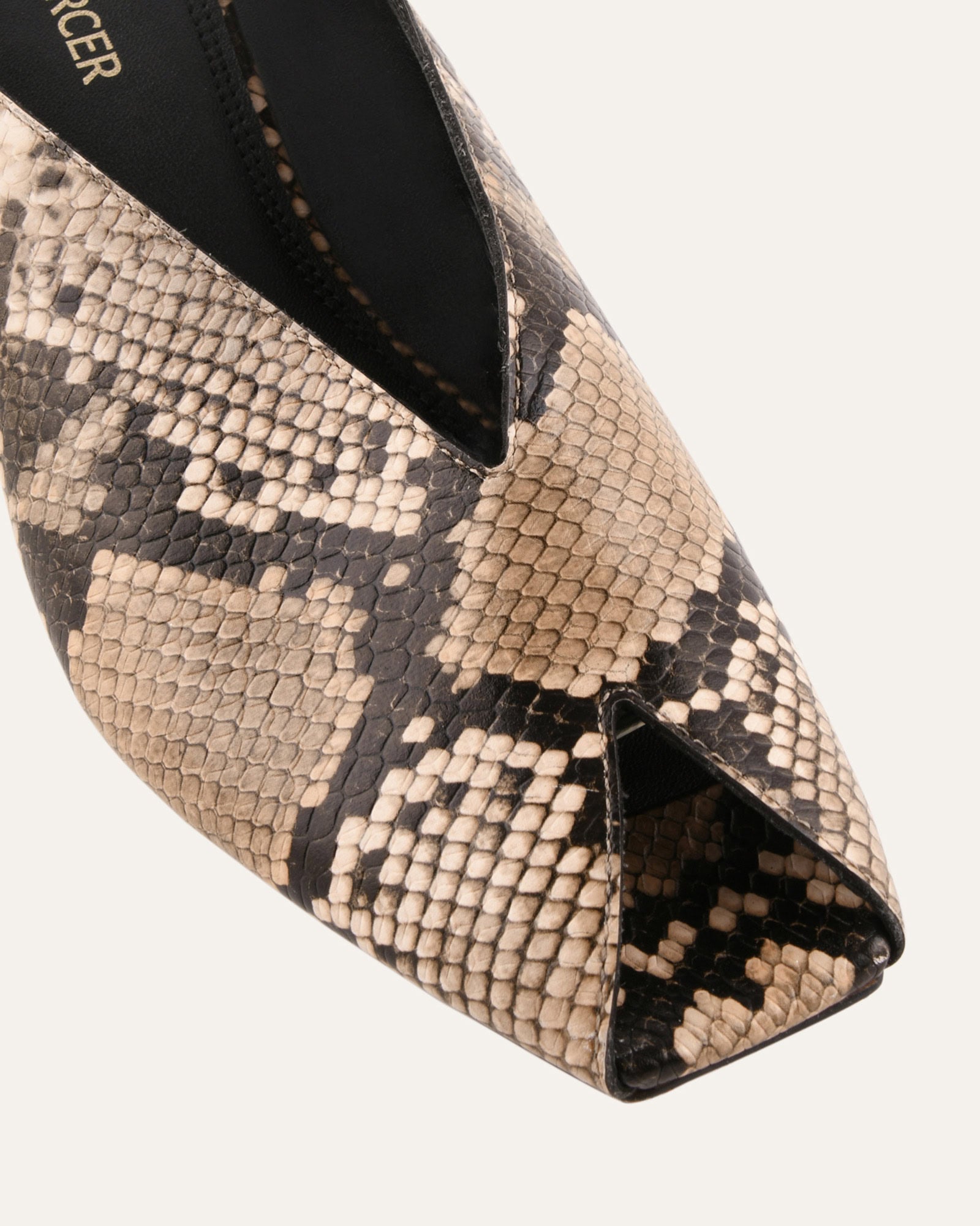 FERRIS MID HEEL SANDALS BEIGE SNAKE PRINT LEATHER image