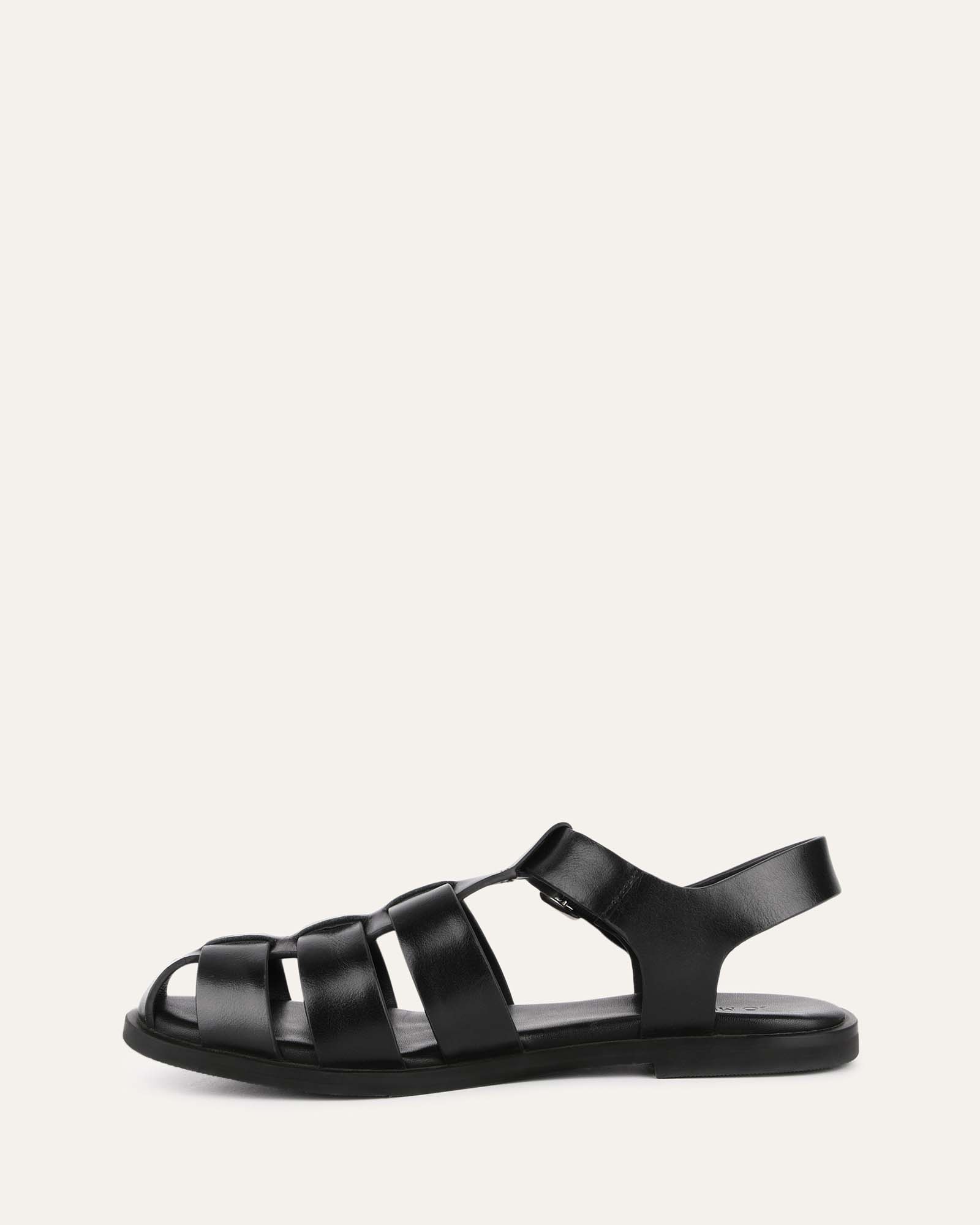 FINN FLAT SANDALS BLACK LEATHER image