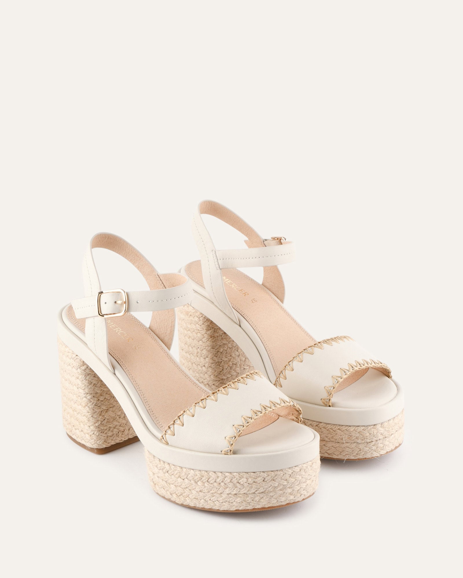 FISHER HIGH HEEL PLATFORM SANDALS OFF WHITE LEATHER image