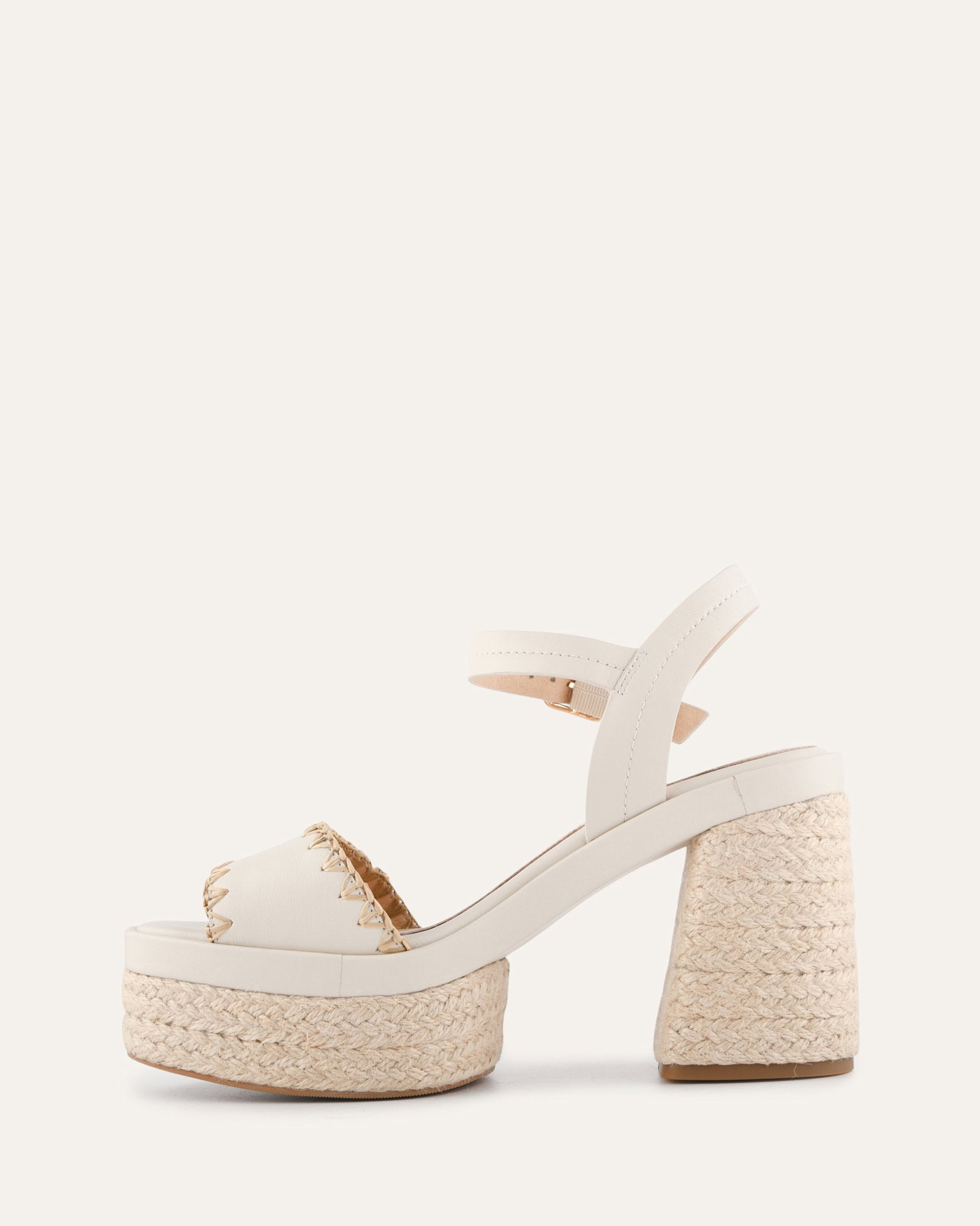 FISHER HIGH HEEL PLATFORM SANDALS OFF WHITE LEATHER image