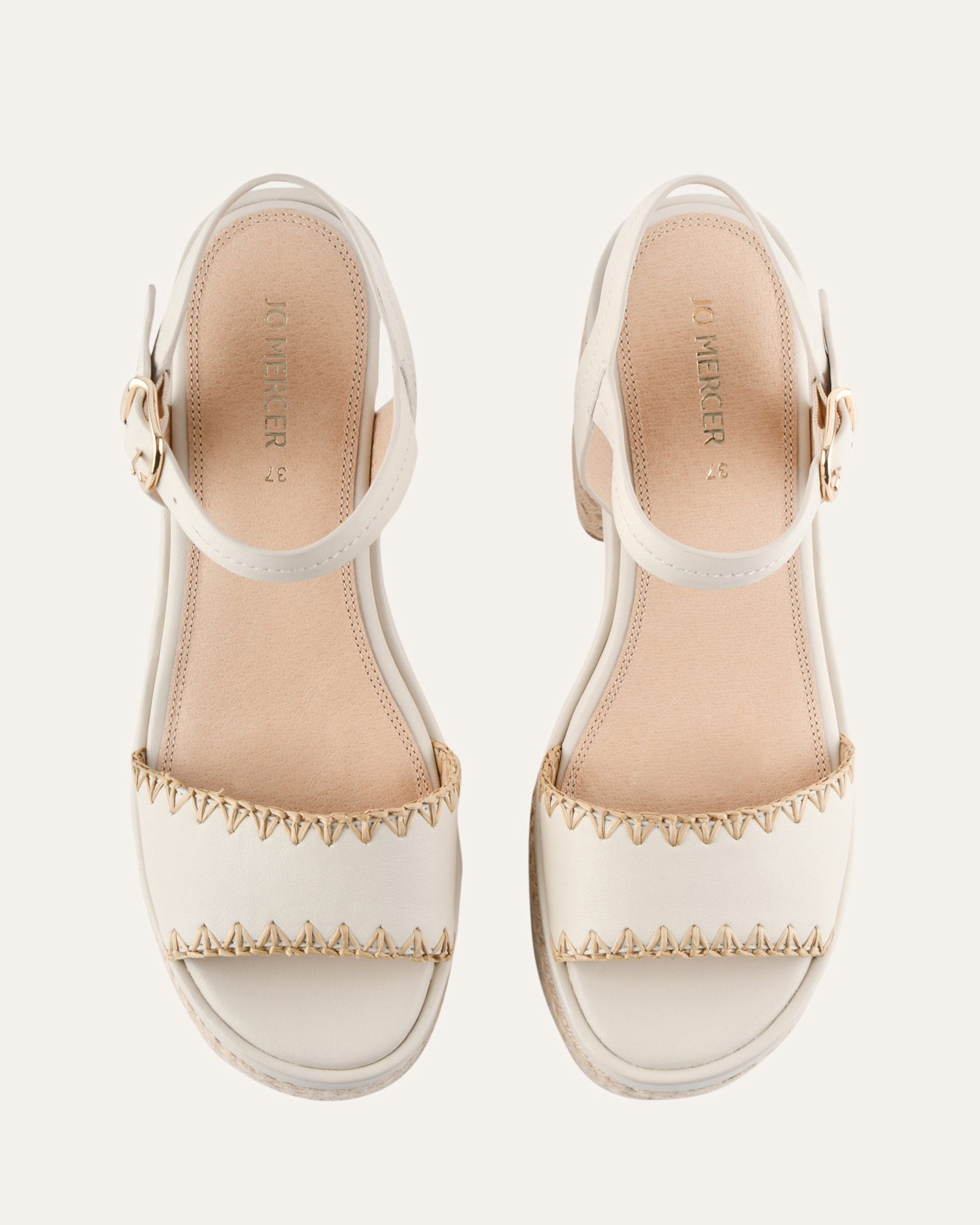 FISHER HIGH HEEL PLATFORM SANDALS OFF WHITE LEATHER image