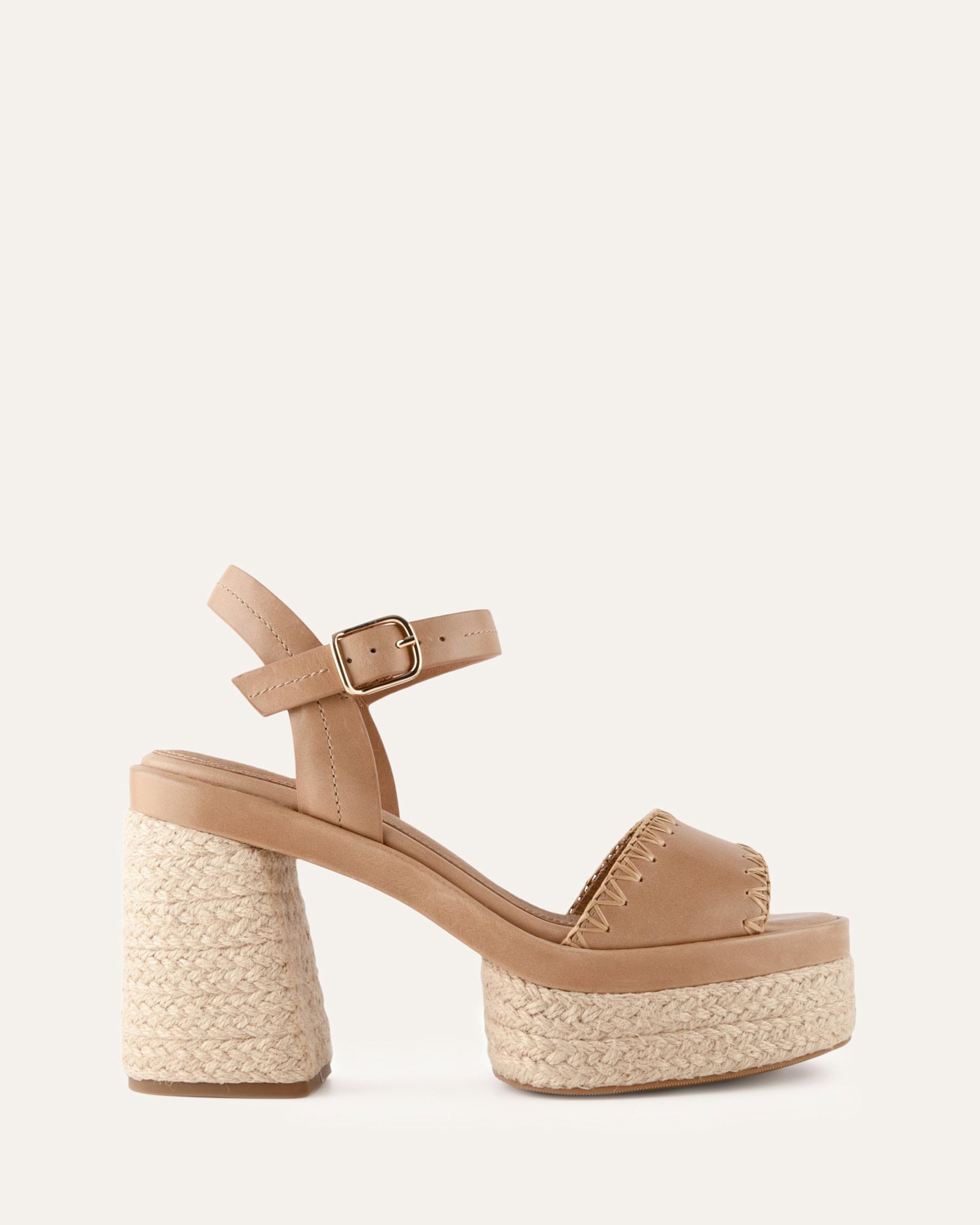 FISHER HIGH HEEL PLATFORM SANDALS TAN LEATHER image