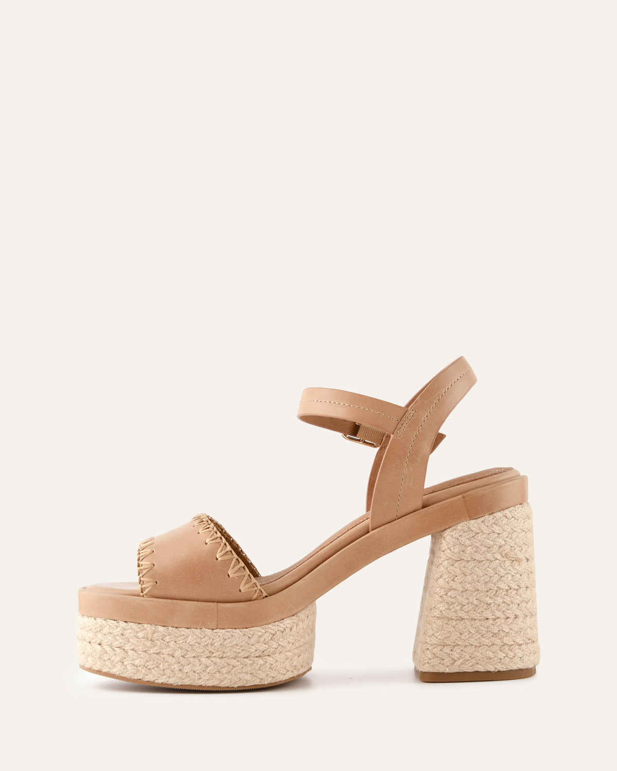FISHER HIGH HEEL PLATFORM SANDALS TAN LEATHER