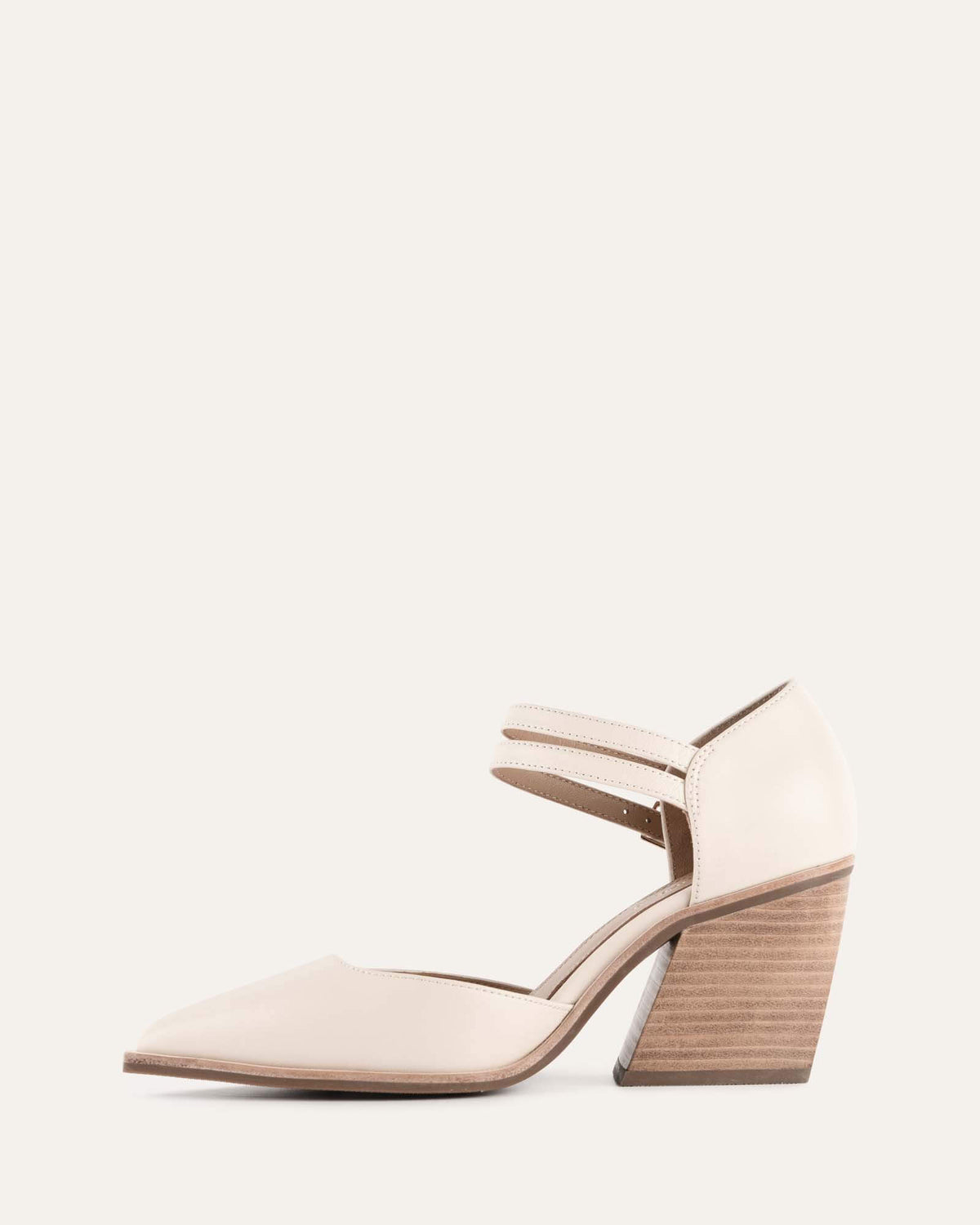 FLORA MID HEEL SHOES OFF WHITE LEATHER