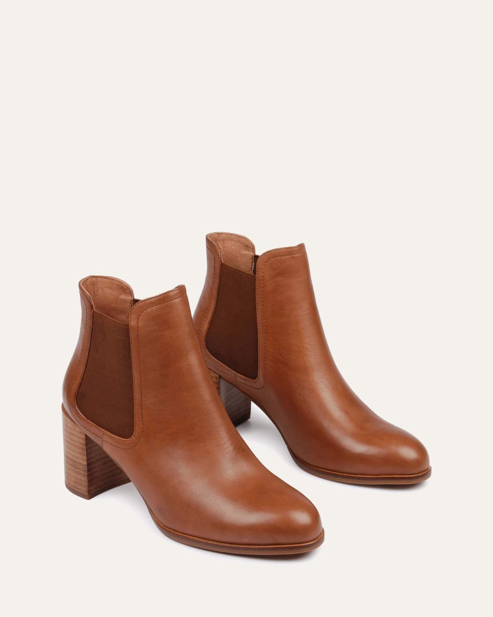 Deia Bootie | Camel Python Leather Ankle Boots | Elizée Shoes