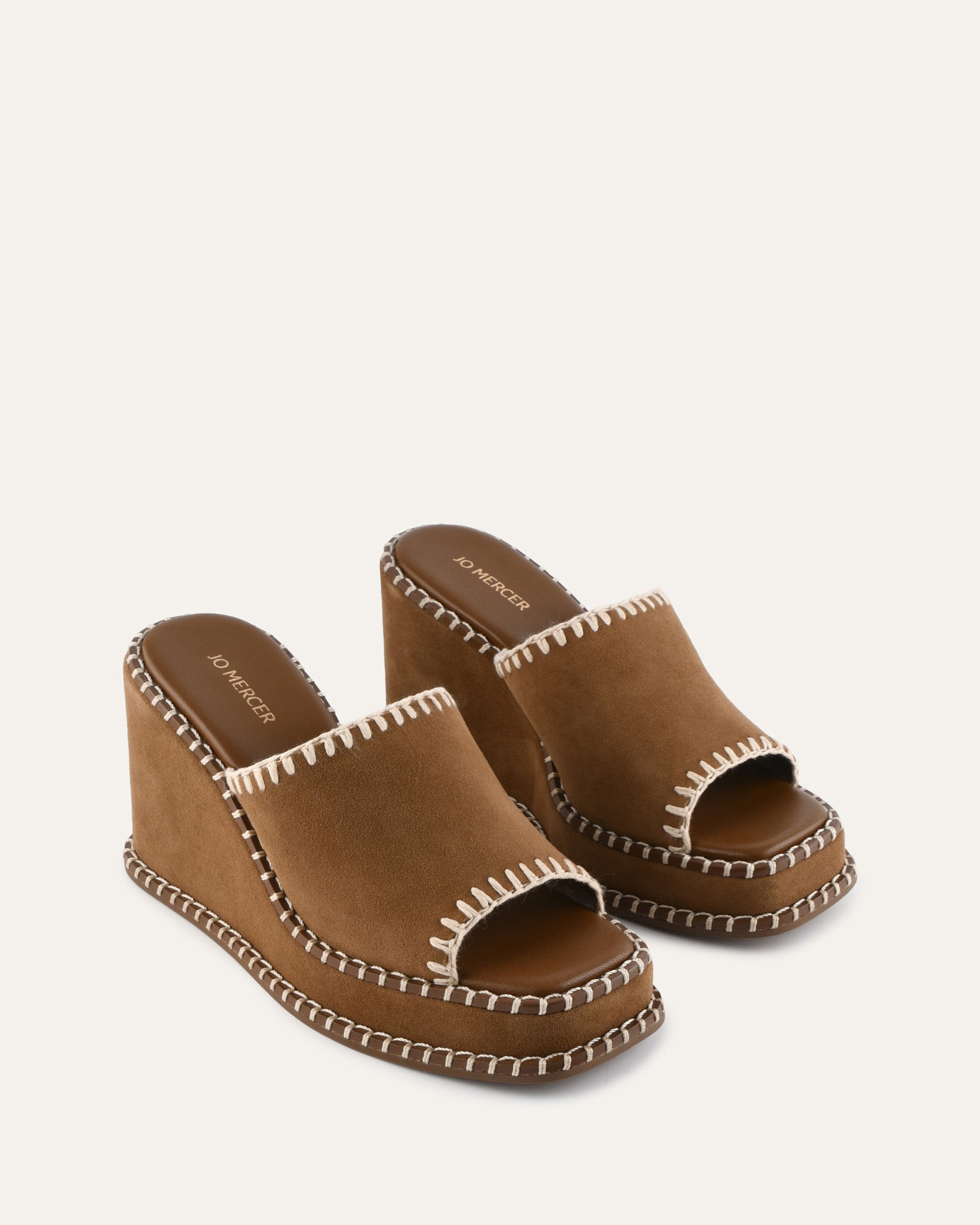 FRANKIE HIGH WEDGE SANDALS BISCUIT SUEDE image