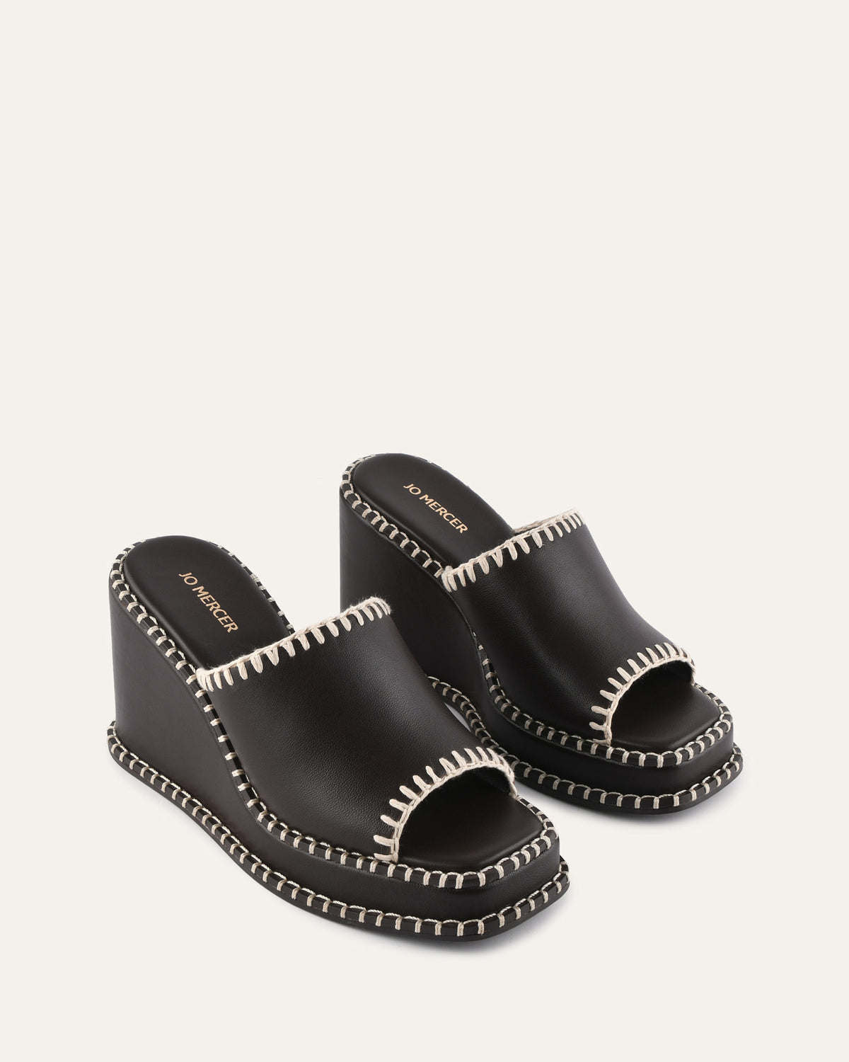 FRANKIE HIGH WEDGE SANDALS BITTER CHOC LEATHER