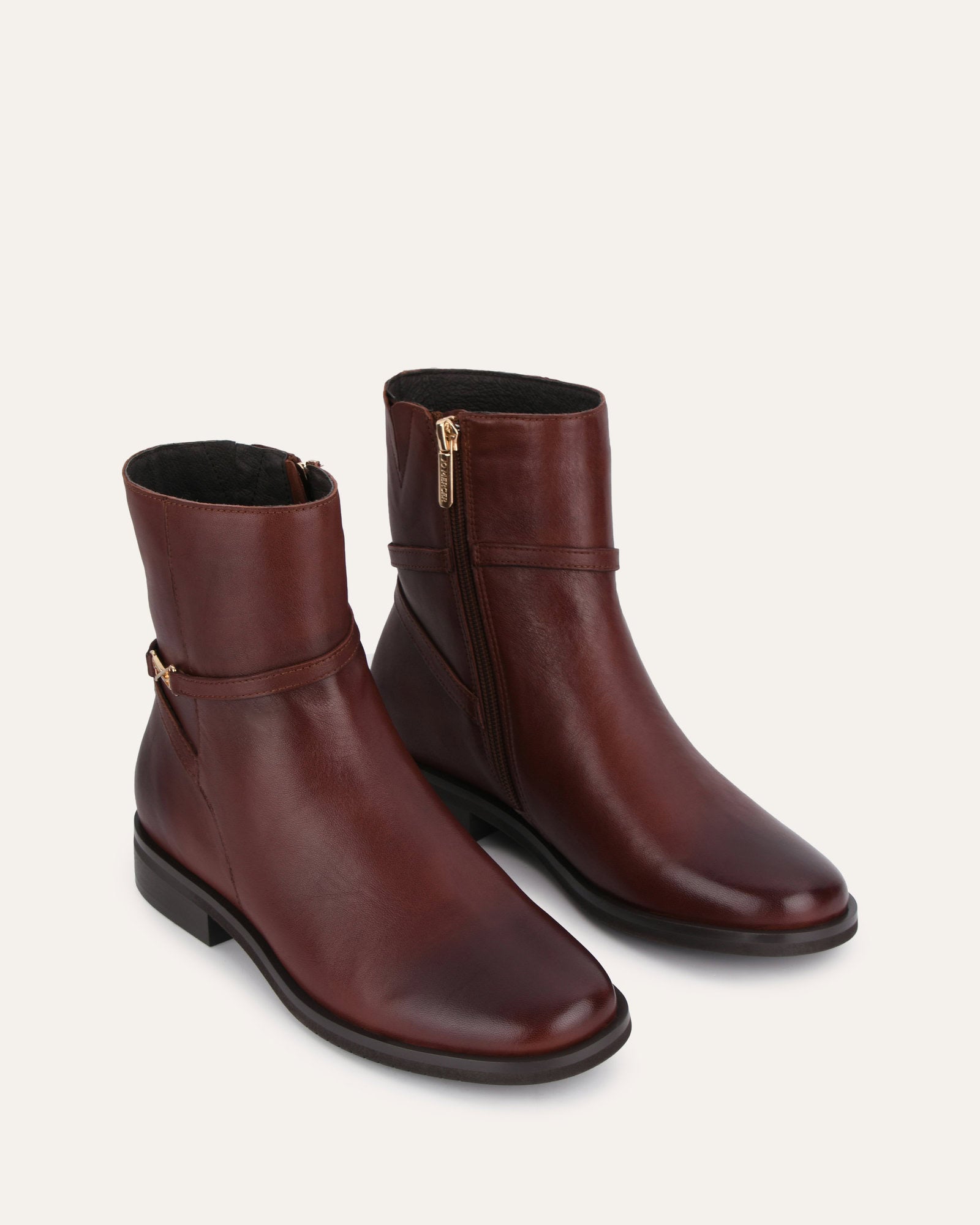 GILBERT FLAT ANKLE BOOTS CHESTNUT LEATHER image