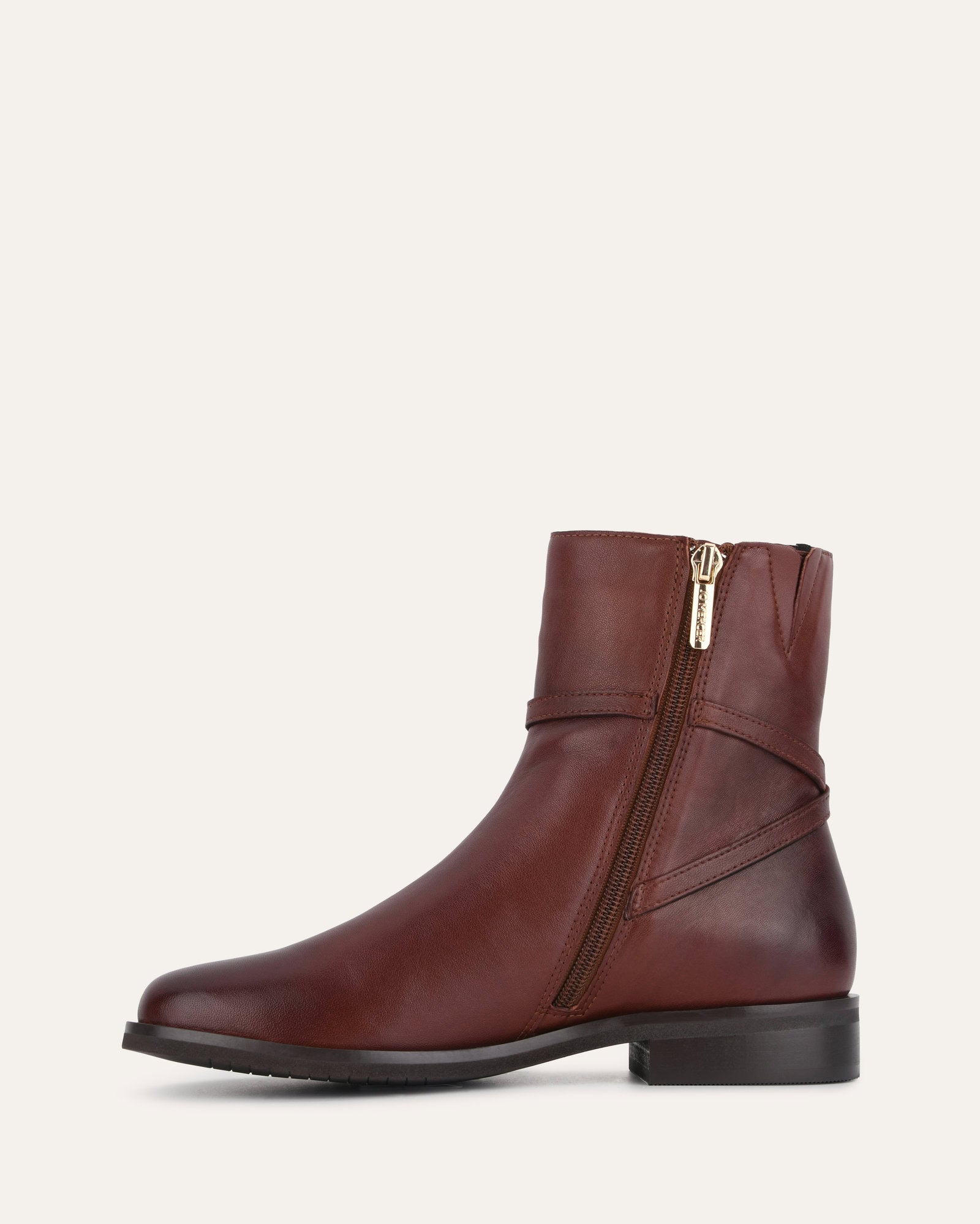 GILBERT FLAT ANKLE BOOTS CHESTNUT LEATHER image