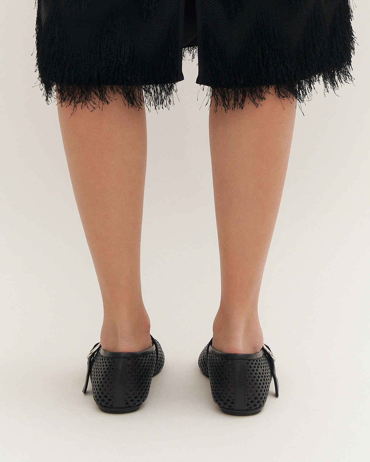 GINGER BALLET FLATS BLACK LEATHER