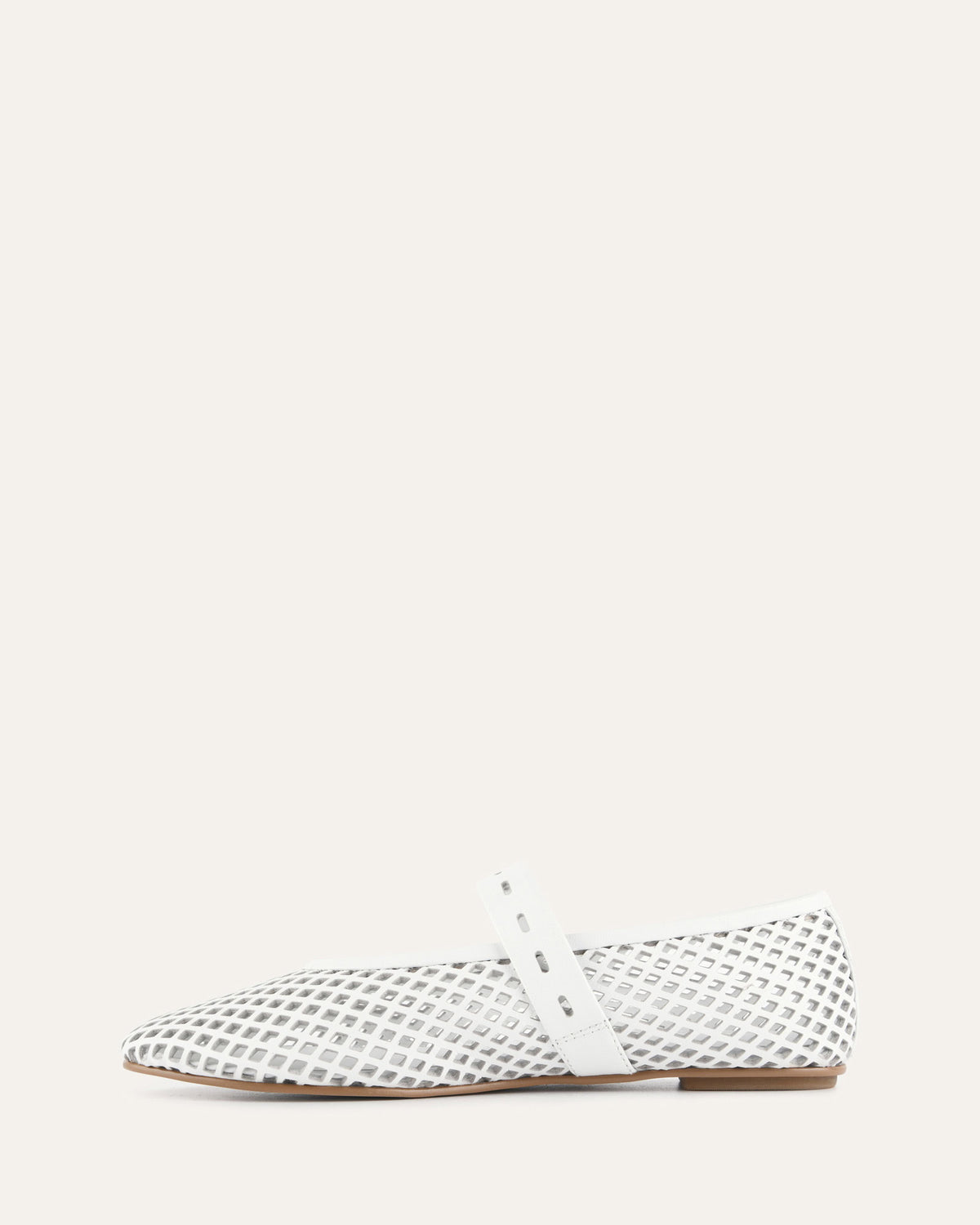 GINGER BALLET FLATS WHITE LEATHER