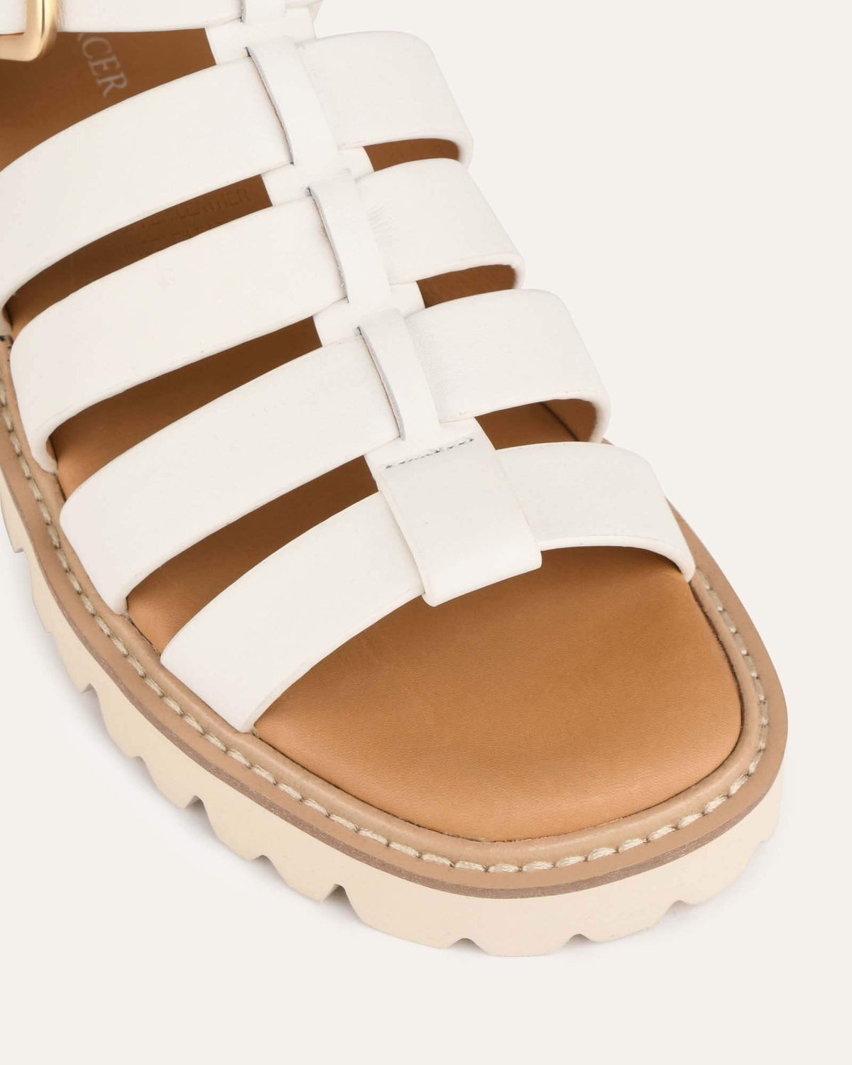 GINO FLAT SANDALS WHITE LEATHER