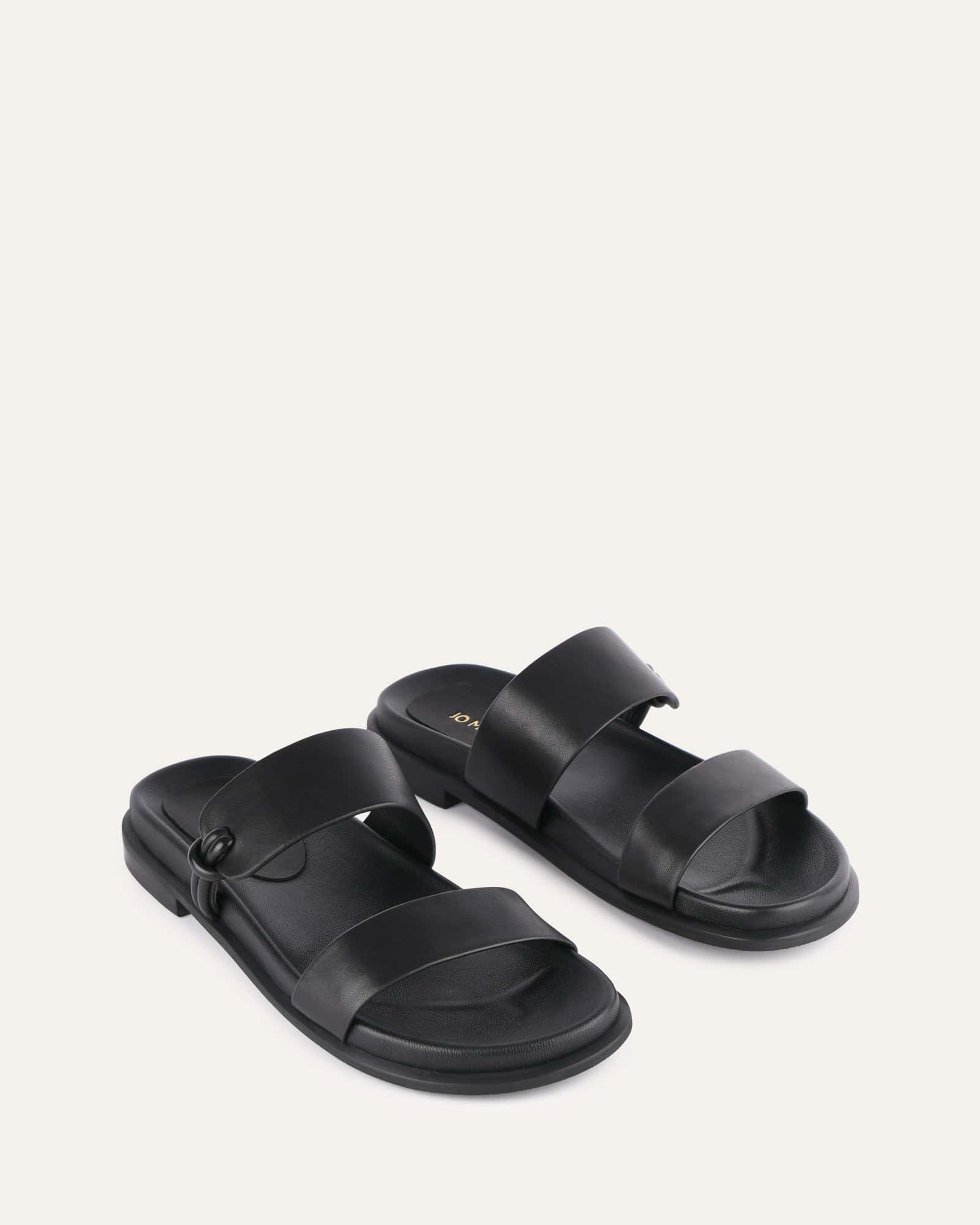 HAYES FLAT SANDALS BLACK LEATHER image