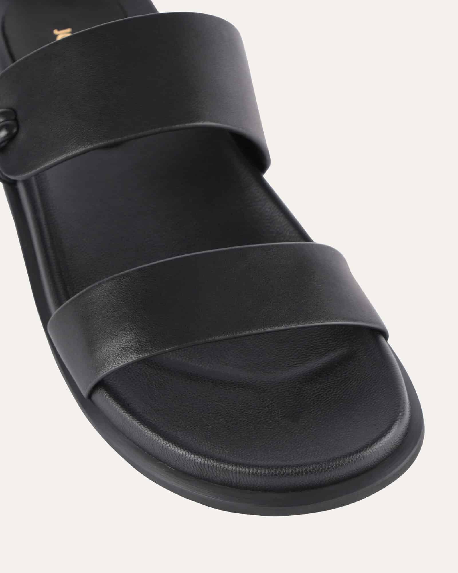 HAYES FLAT SANDALS BLACK LEATHER image