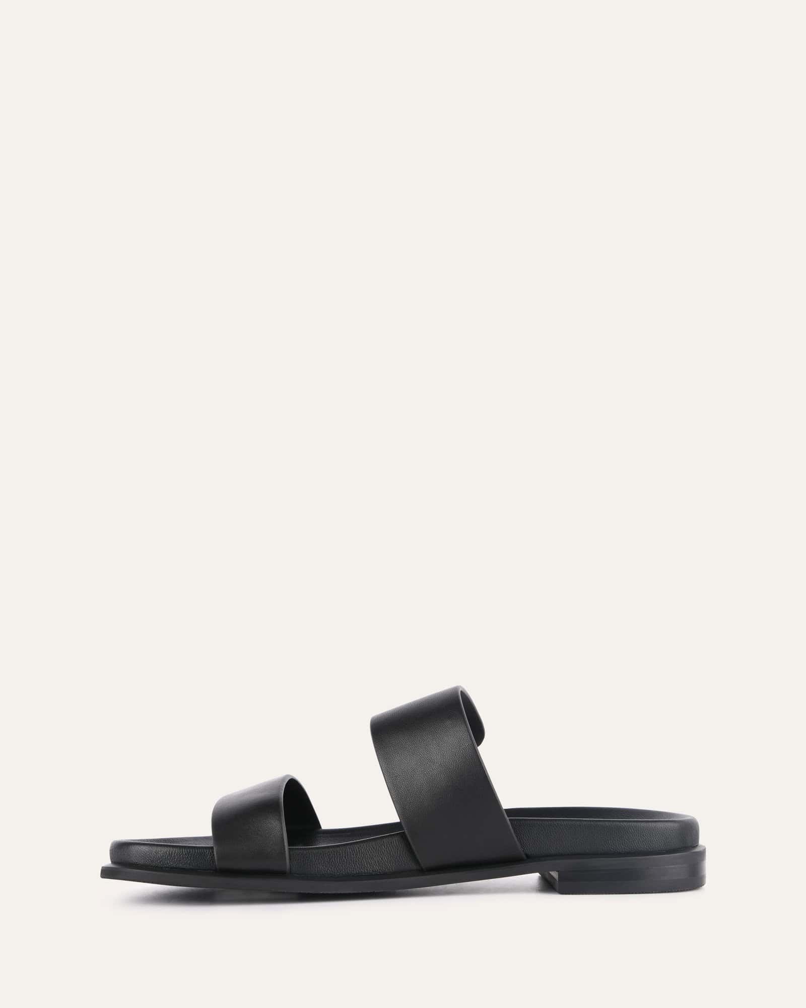 HAYES FLAT SANDALS BLACK LEATHER image