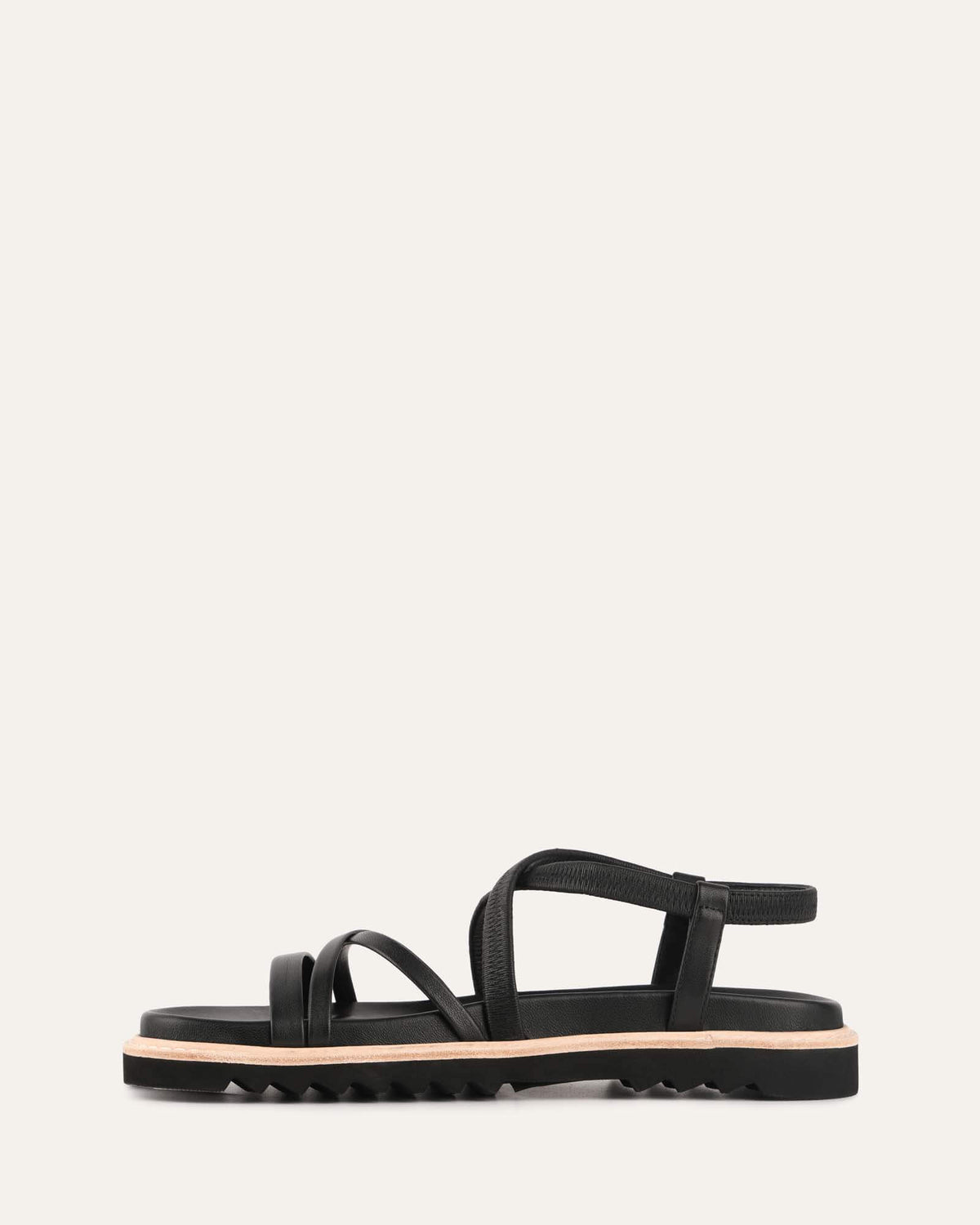 HENNESSY FLAT SANDALS BLACK LEATHER