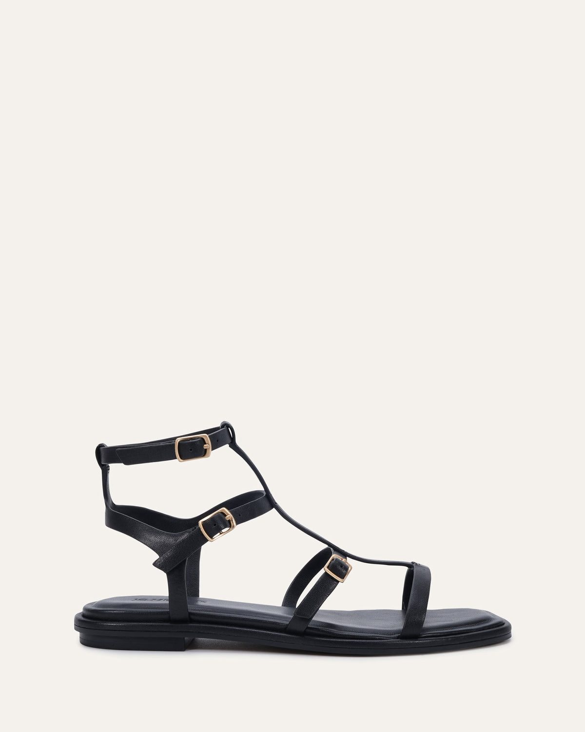 HEWITT FLAT SANDALS BLACK LEATHER