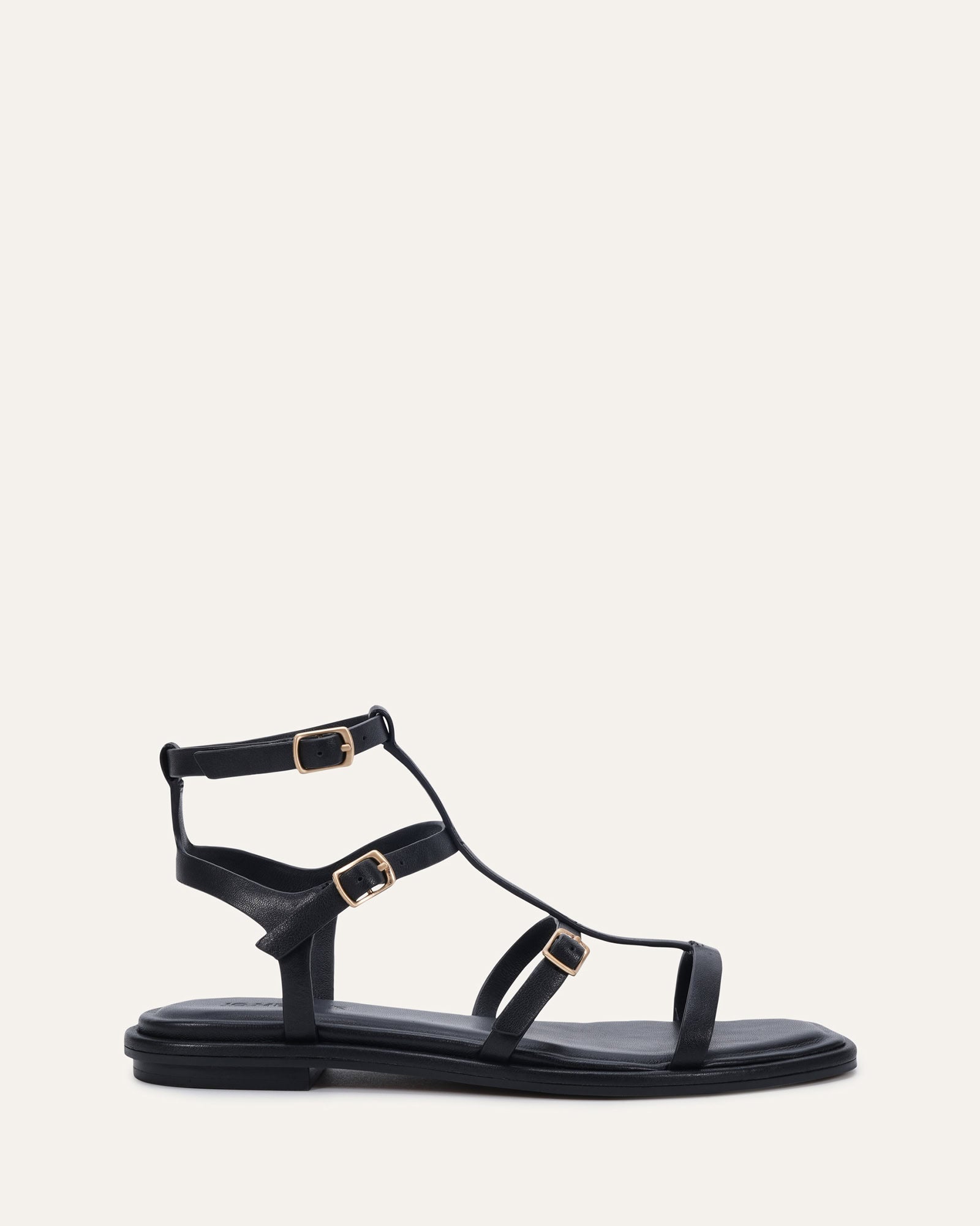HEWITT FLAT SANDALS BLACK LEATHER image