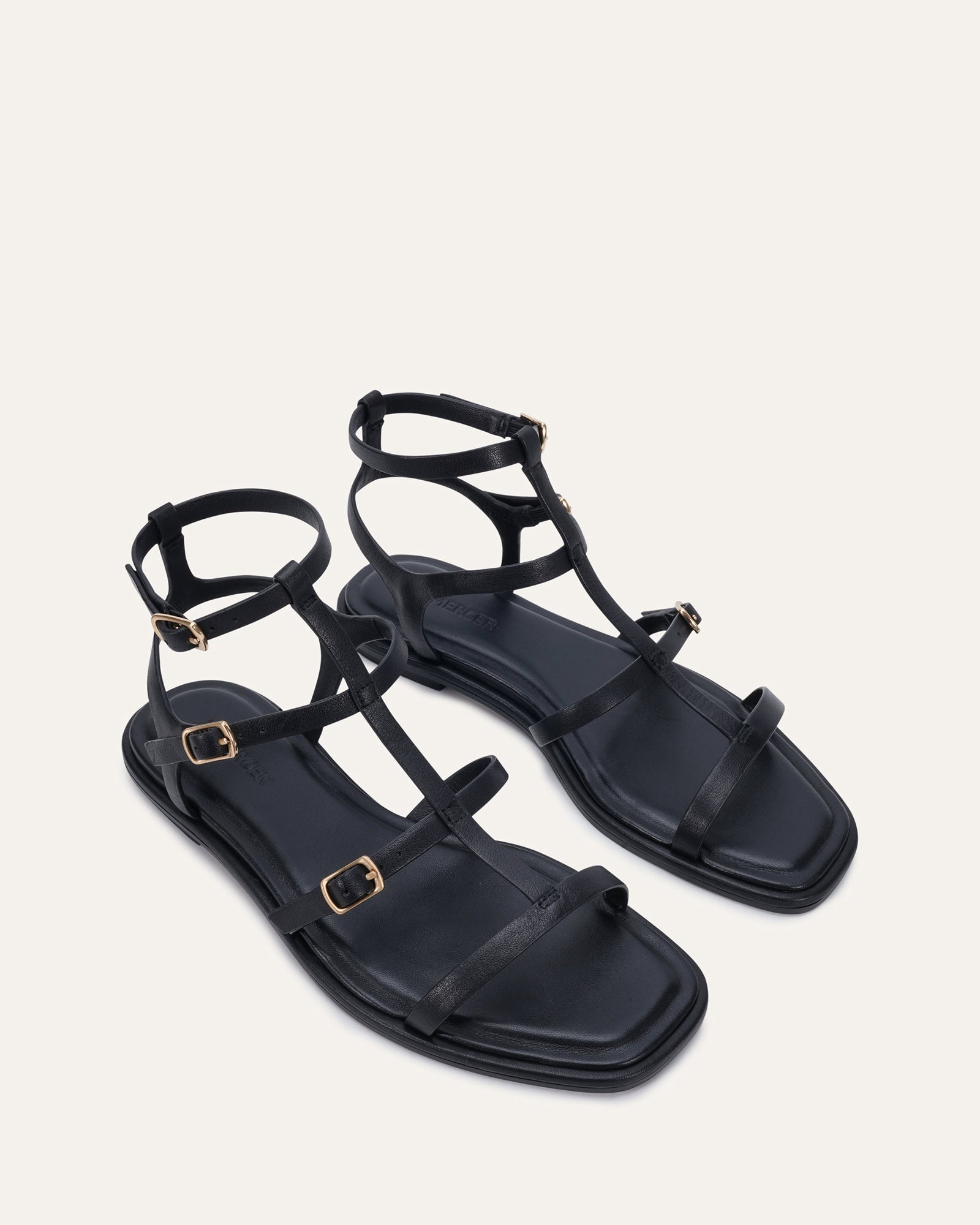 HEWITT FLAT SANDALS BLACK LEATHER image