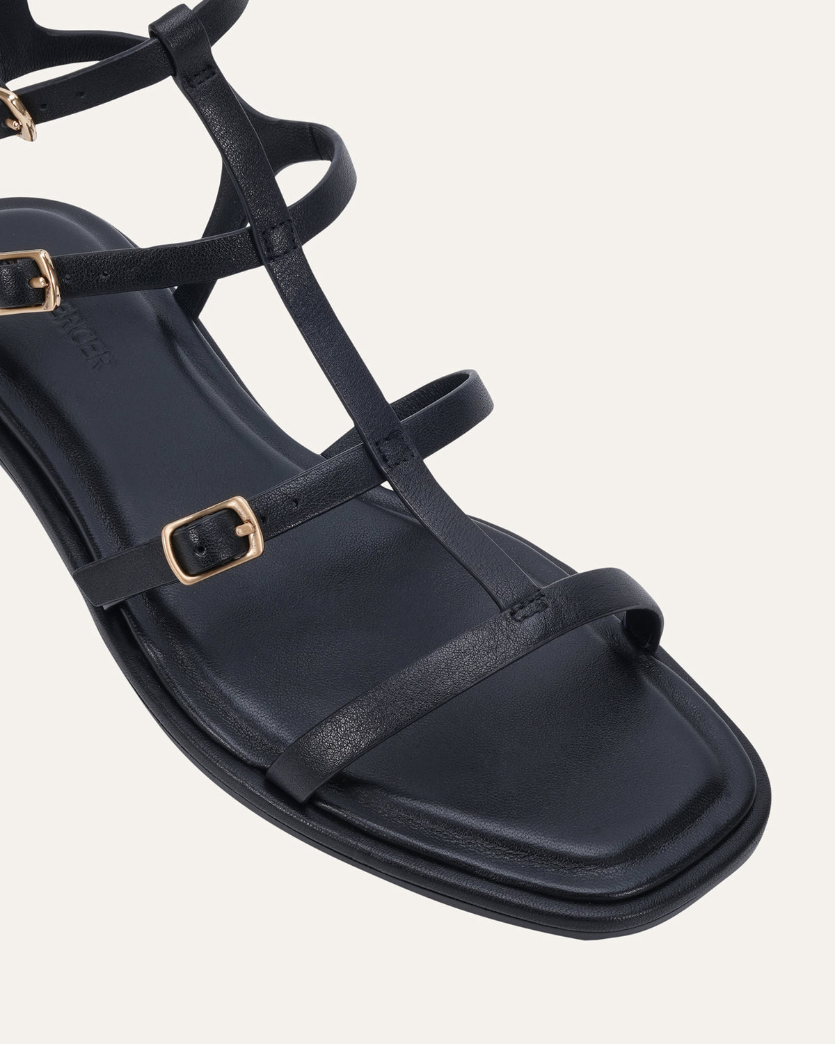 HEWITT FLAT SANDALS BLACK LEATHER