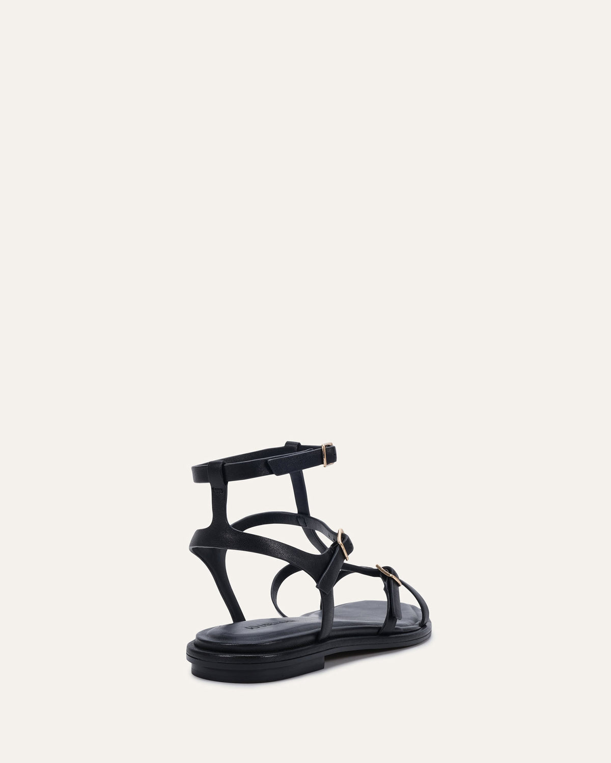 HEWITT FLAT SANDALS BLACK LEATHER