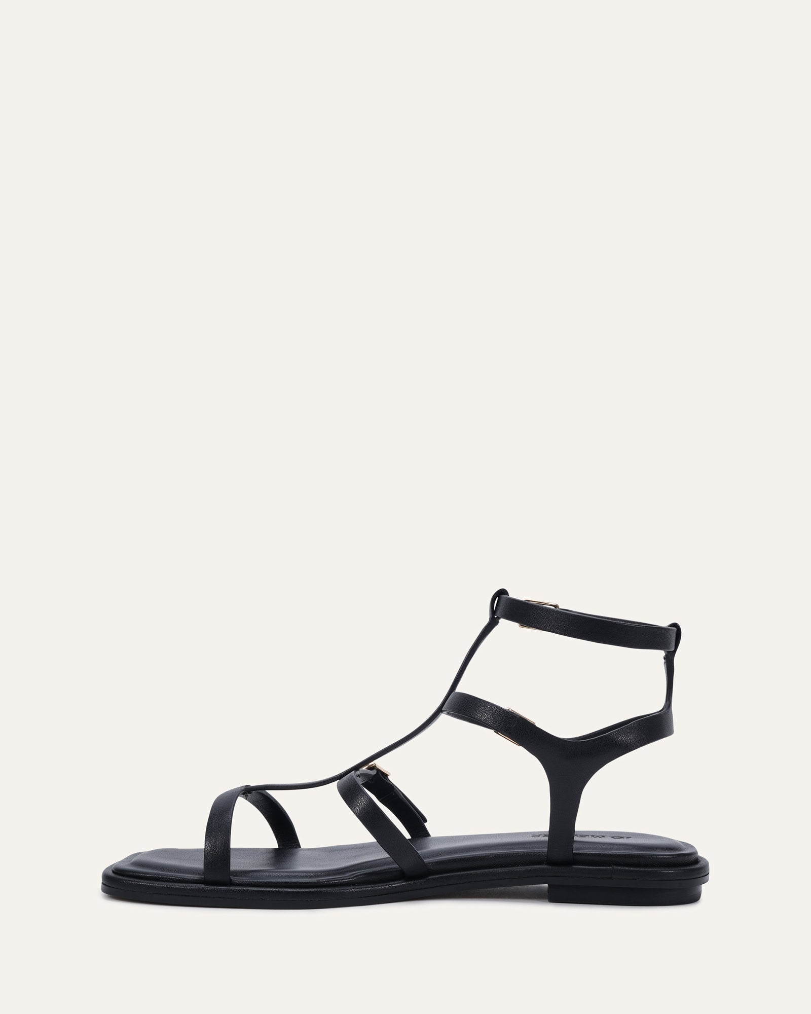 HEWITT FLAT SANDALS BLACK LEATHER image