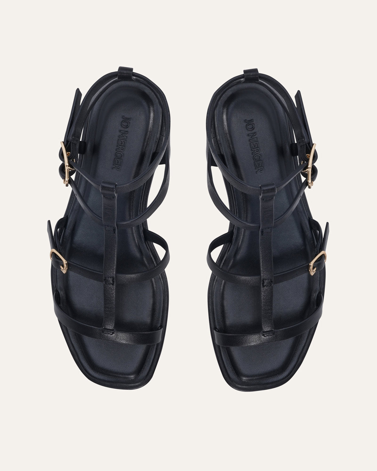 HEWITT FLAT SANDALS BLACK LEATHER