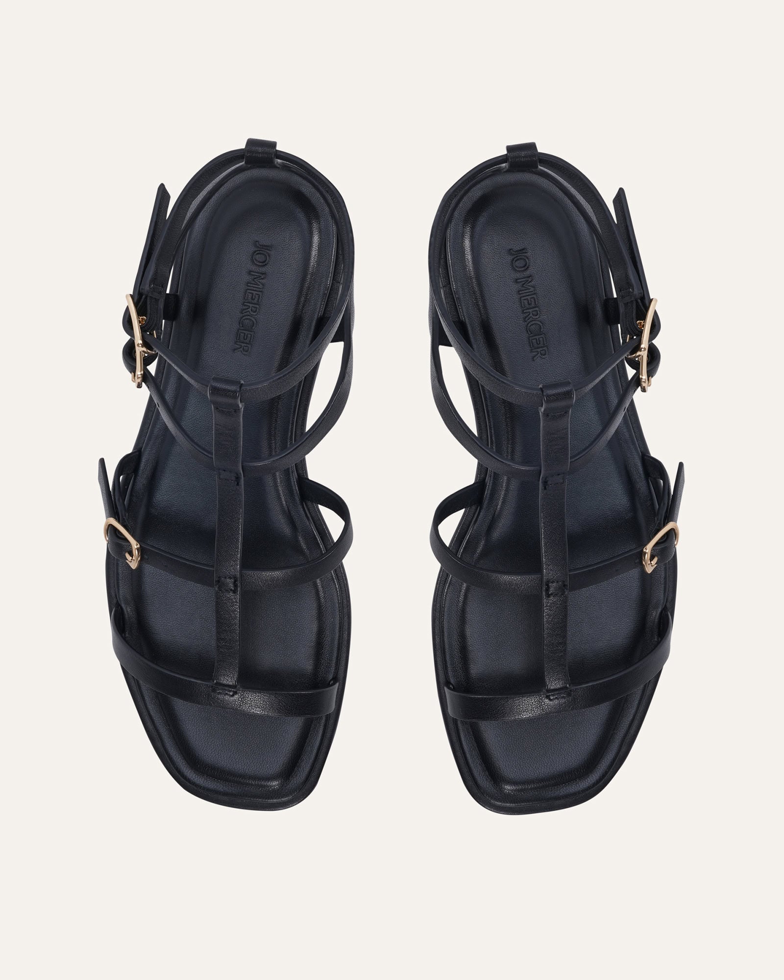 HEWITT FLAT SANDALS BLACK LEATHER image