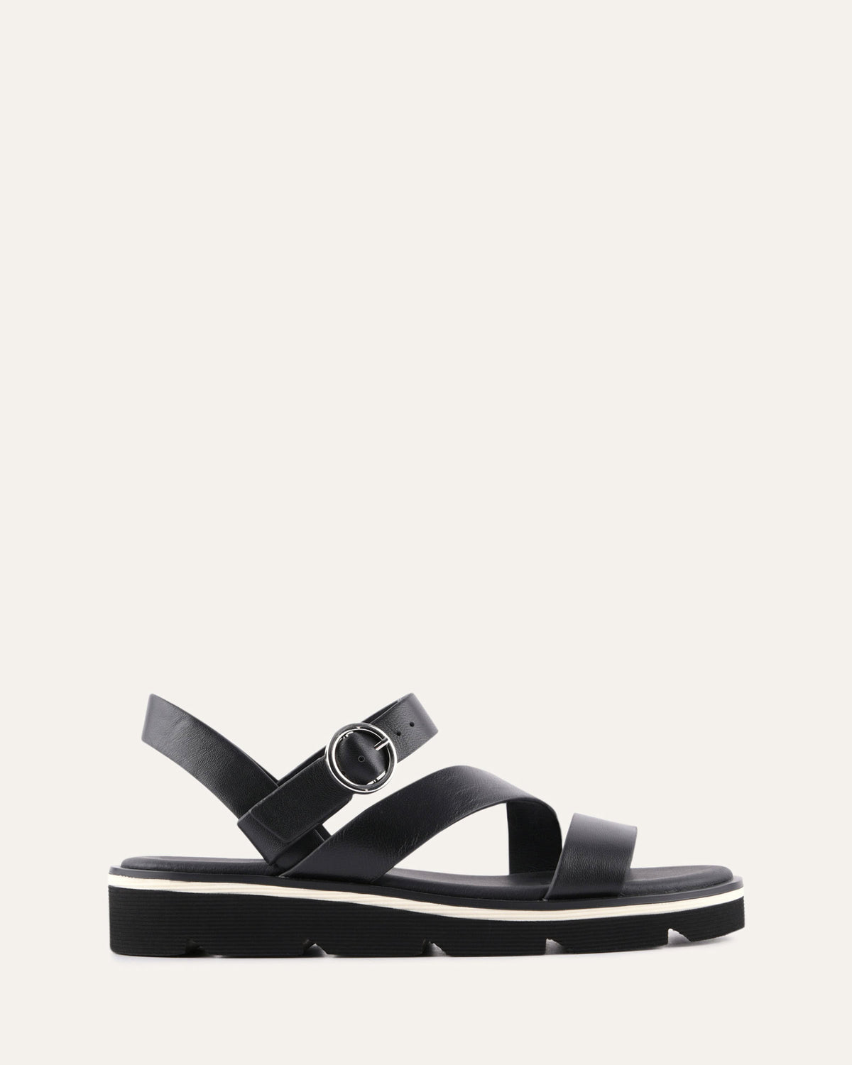 IONA FLAT SANDALS BLACK LEATHER