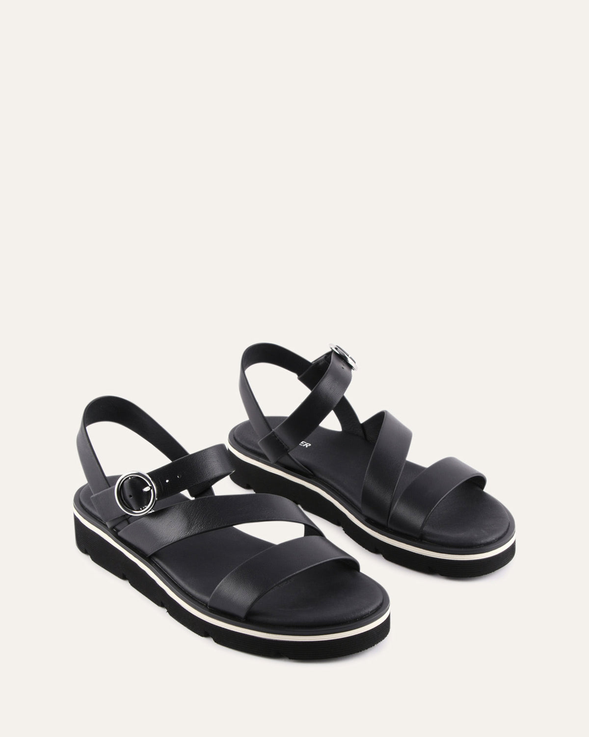 IONA FLAT SANDALS BLACK LEATHER