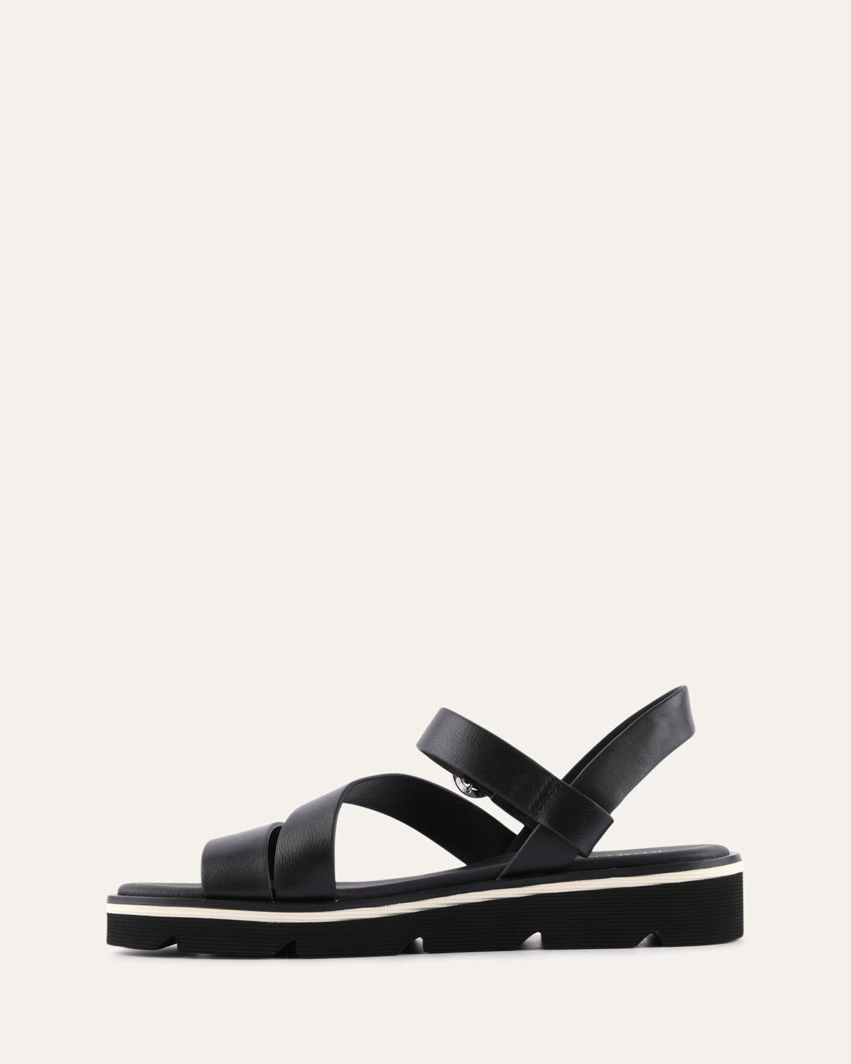 IONA FLAT SANDALS BLACK LEATHER