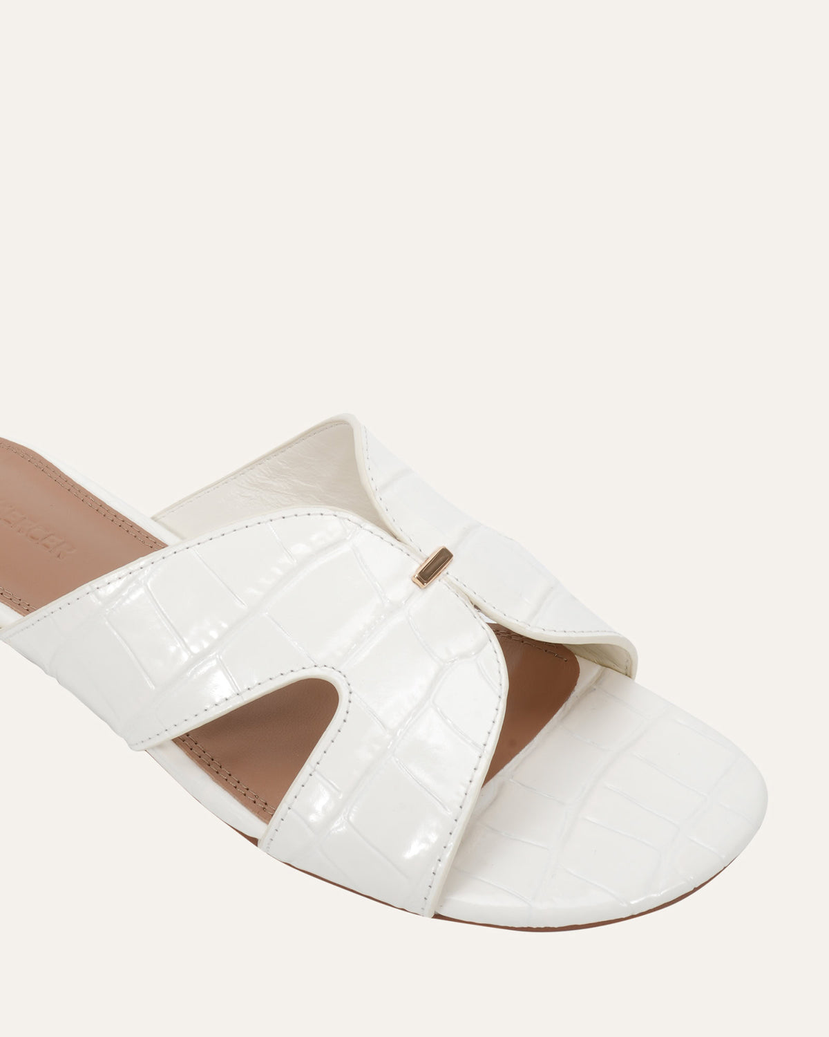 JAYDEN FLAT SLIDES ANTIQUE WHITE CROC
